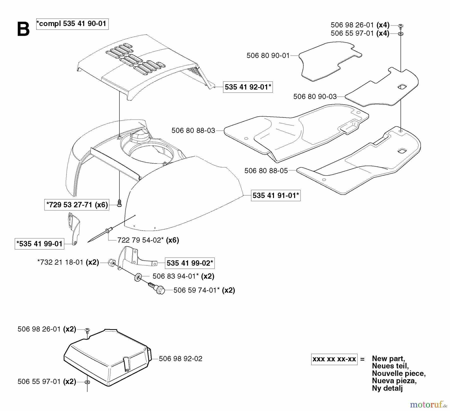  Jonsered Reitermäher FR2113 A - Jonsered Rear-Engine Riding Mower (2002-03) HOOD