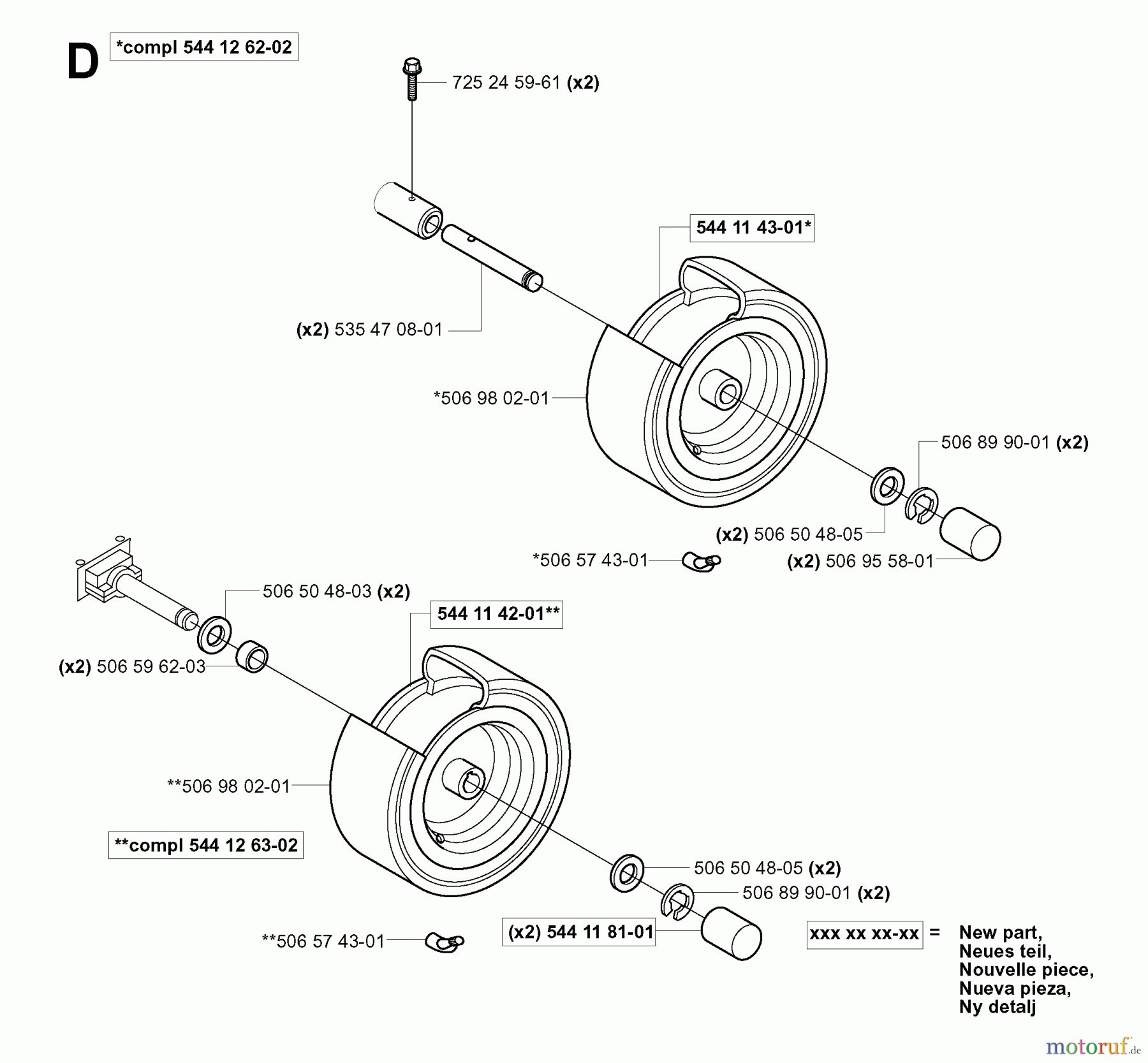  Jonsered Reitermäher FR2113 MA (965070601) - Jonsered Rear-Engine Riding Mower (2006-01) WHEELS TIRES