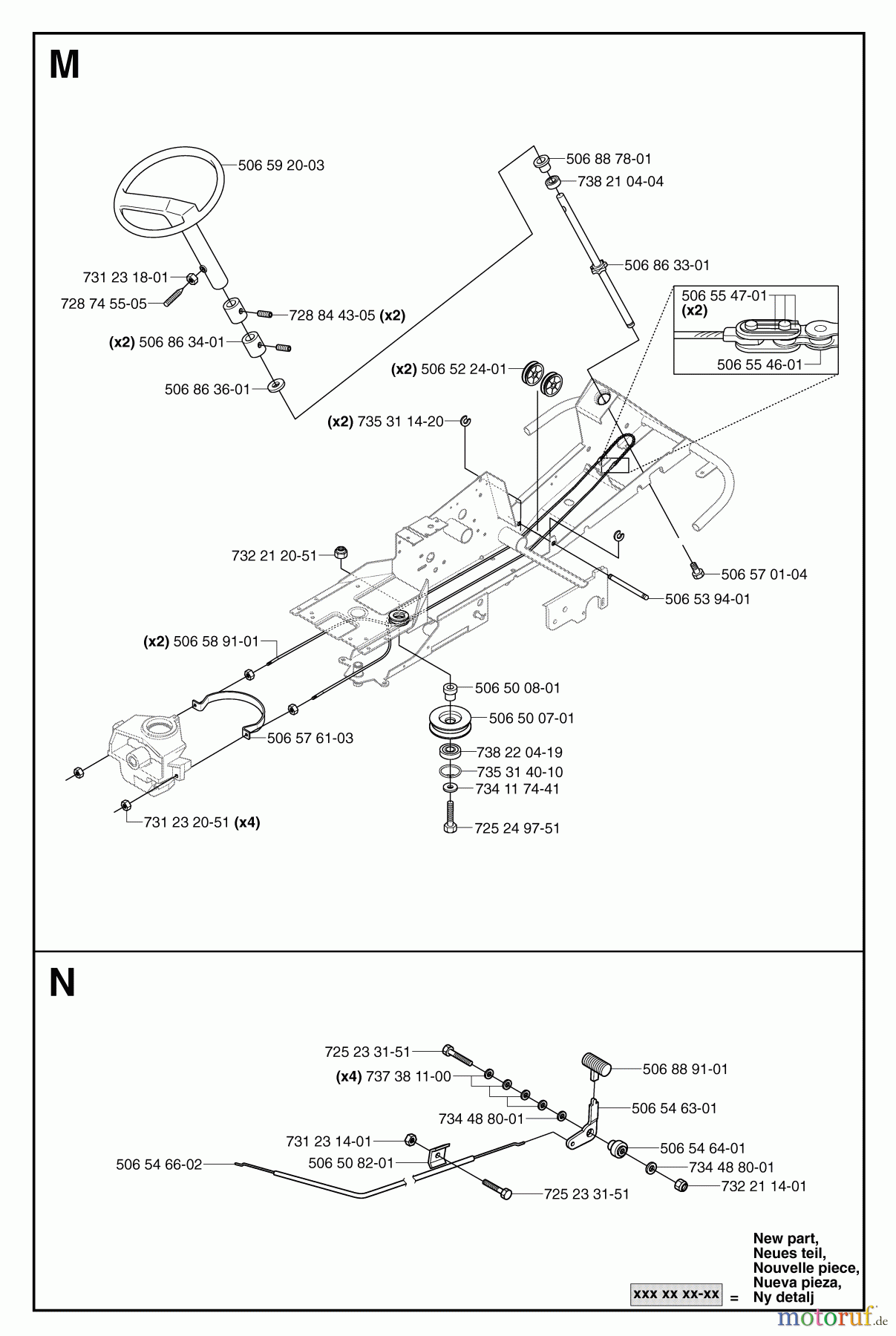  Jonsered Reitermäher FR2113 MA 4X4 - Jonsered Rear-Engine Riding Mower (2007-01) STEERING