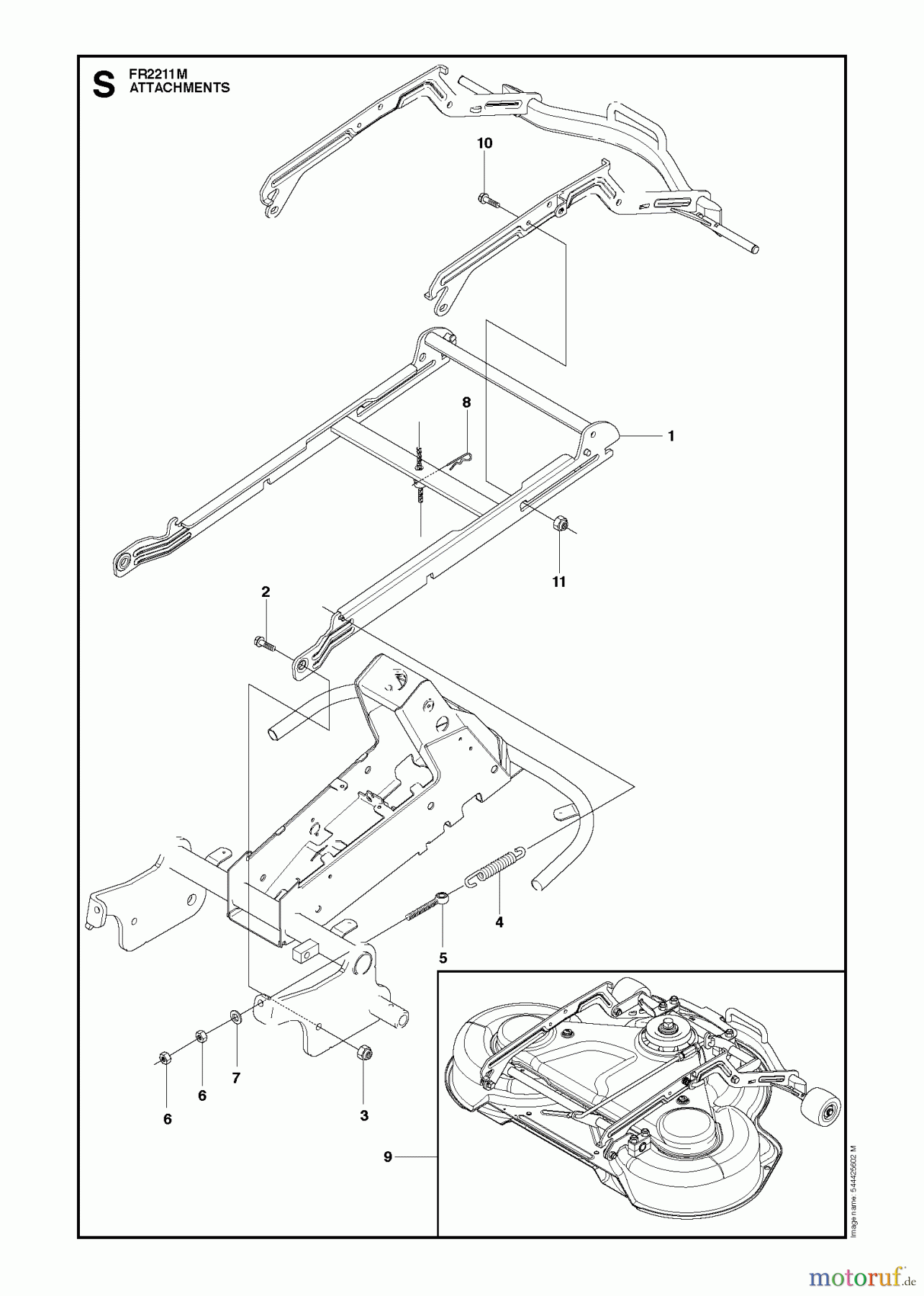  Jonsered Reitermäher FR2211 M (965190201) - Jonsered Rear-Engine Riding Mower (2010-06) ATTACHMENTS