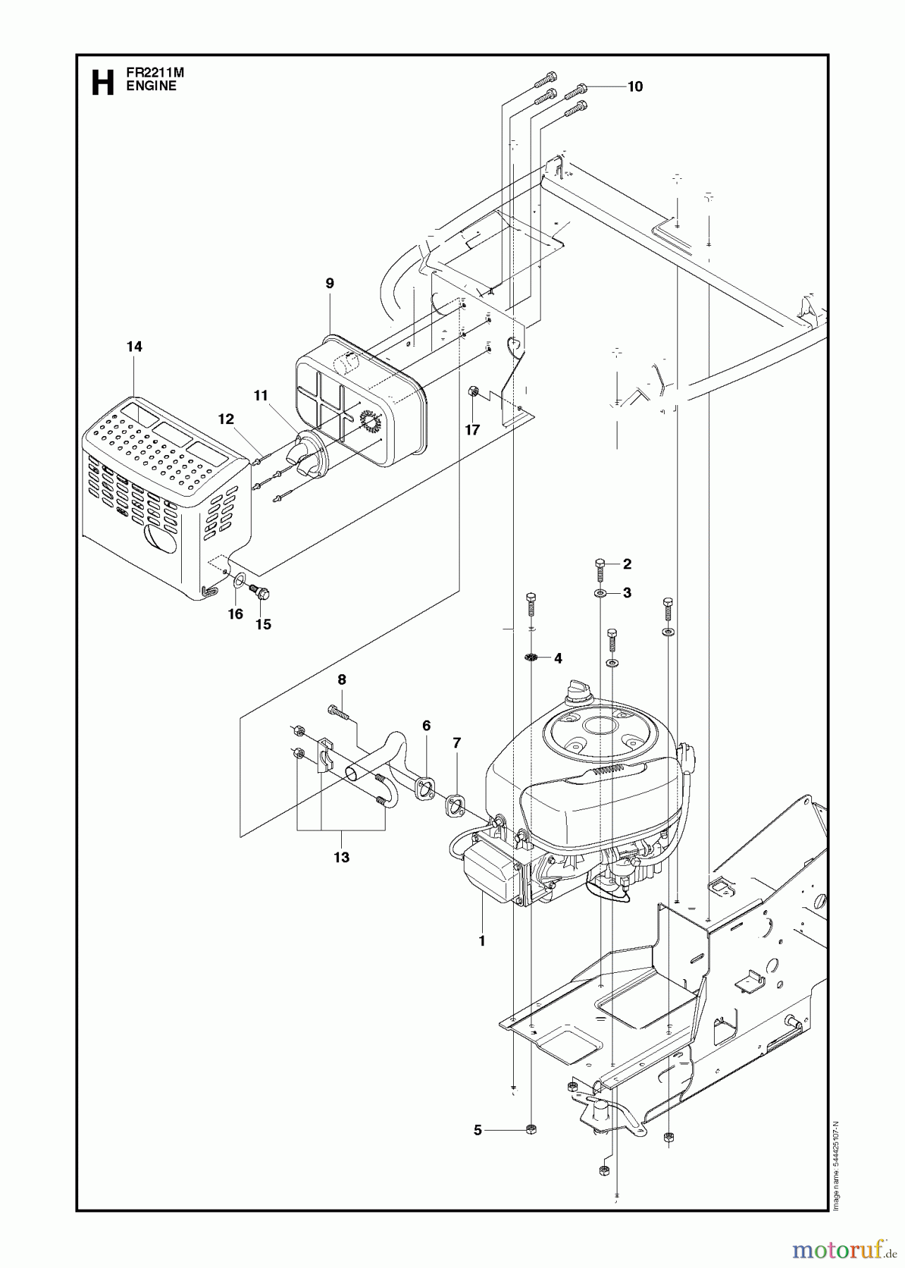  Jonsered Reitermäher FR2211 M (965190201) - Jonsered Rear-Engine Riding Mower (2010-06) ENGINE