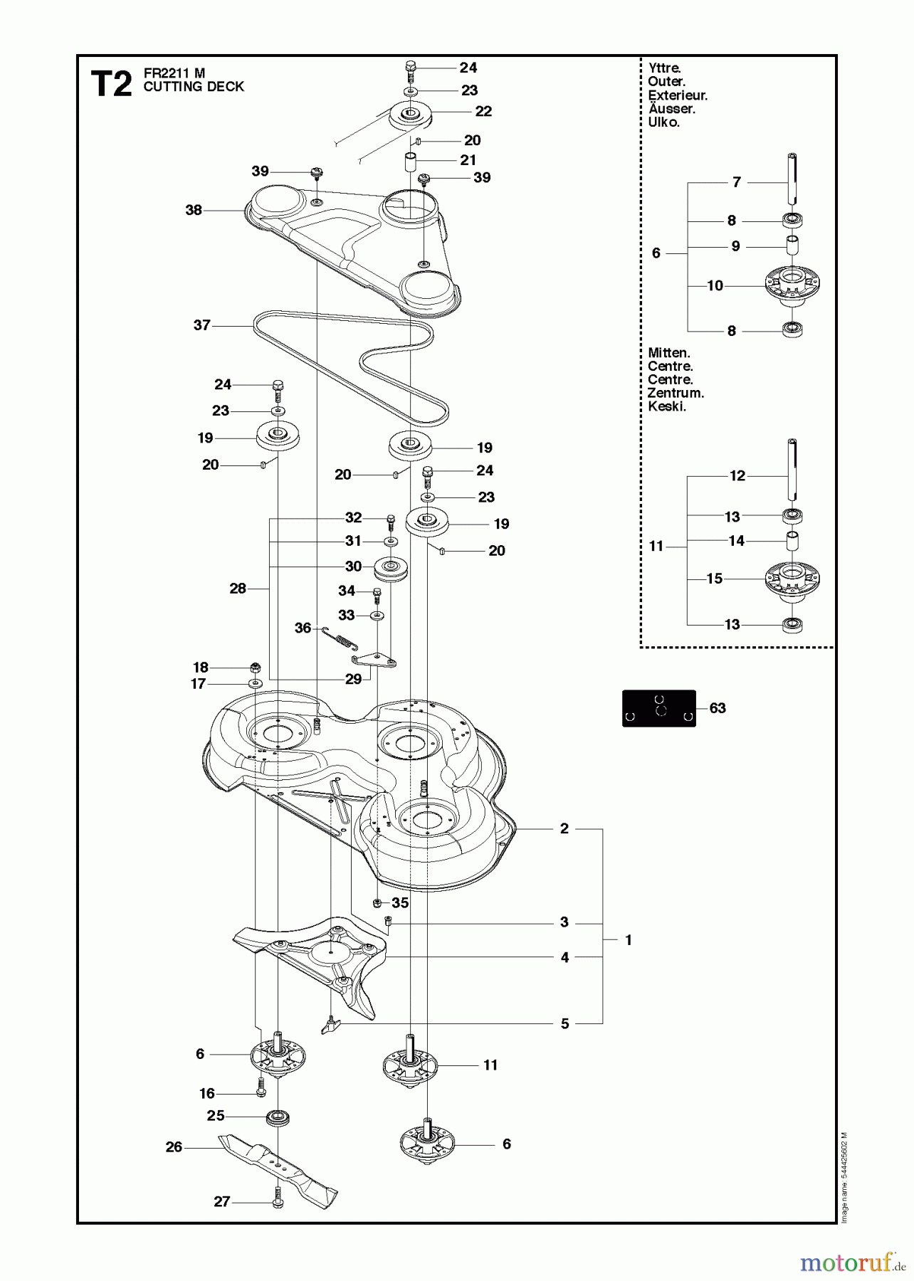 Jonsered Reitermäher FR2211 M (965190201) - Jonsered Rear-Engine Riding Mower (2010-06) MOWER DECK / CUTTING DECK #2
