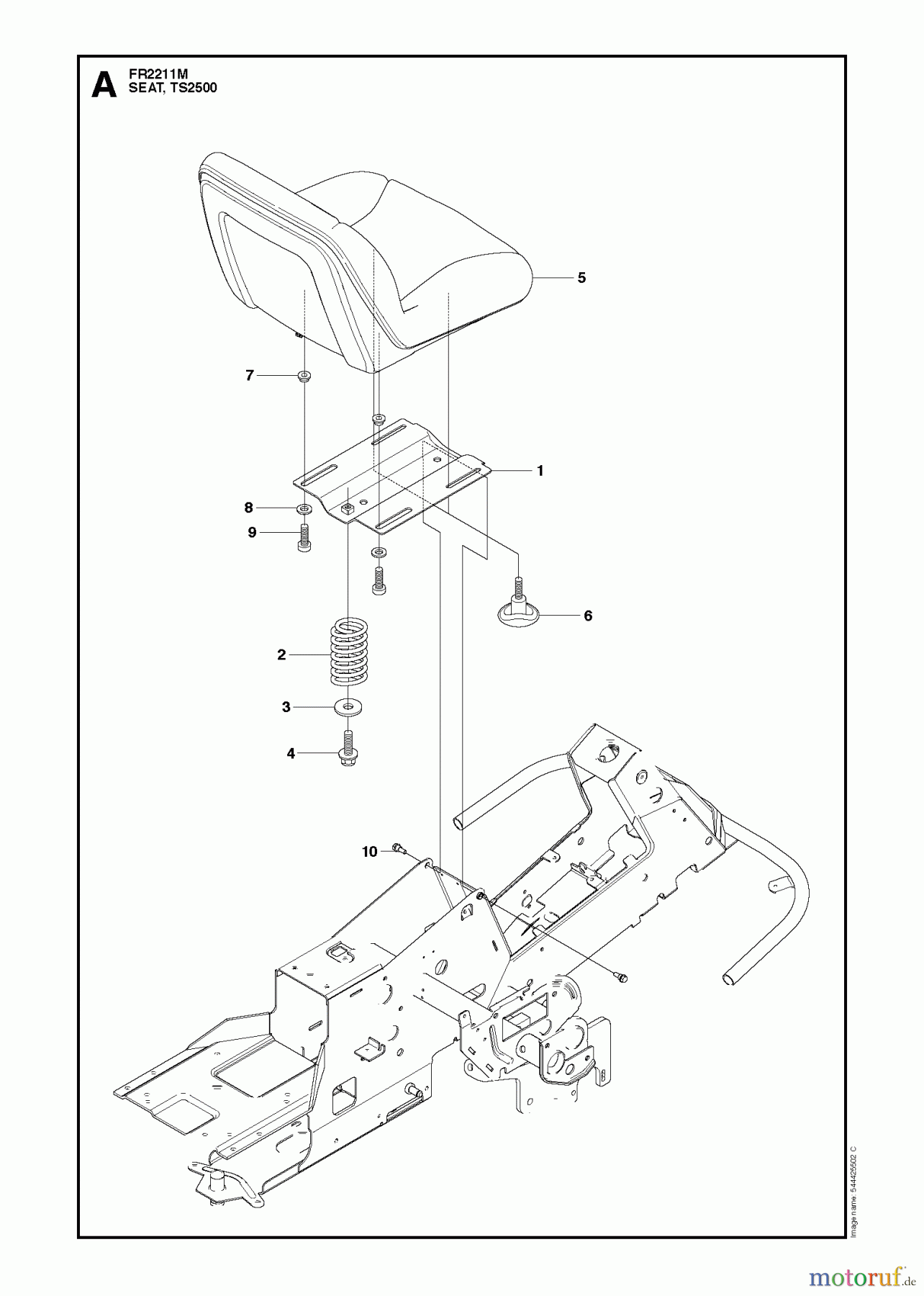  Jonsered Reitermäher FR2211 M (965190201) - Jonsered Rear-Engine Riding Mower (2010-06) SEAT