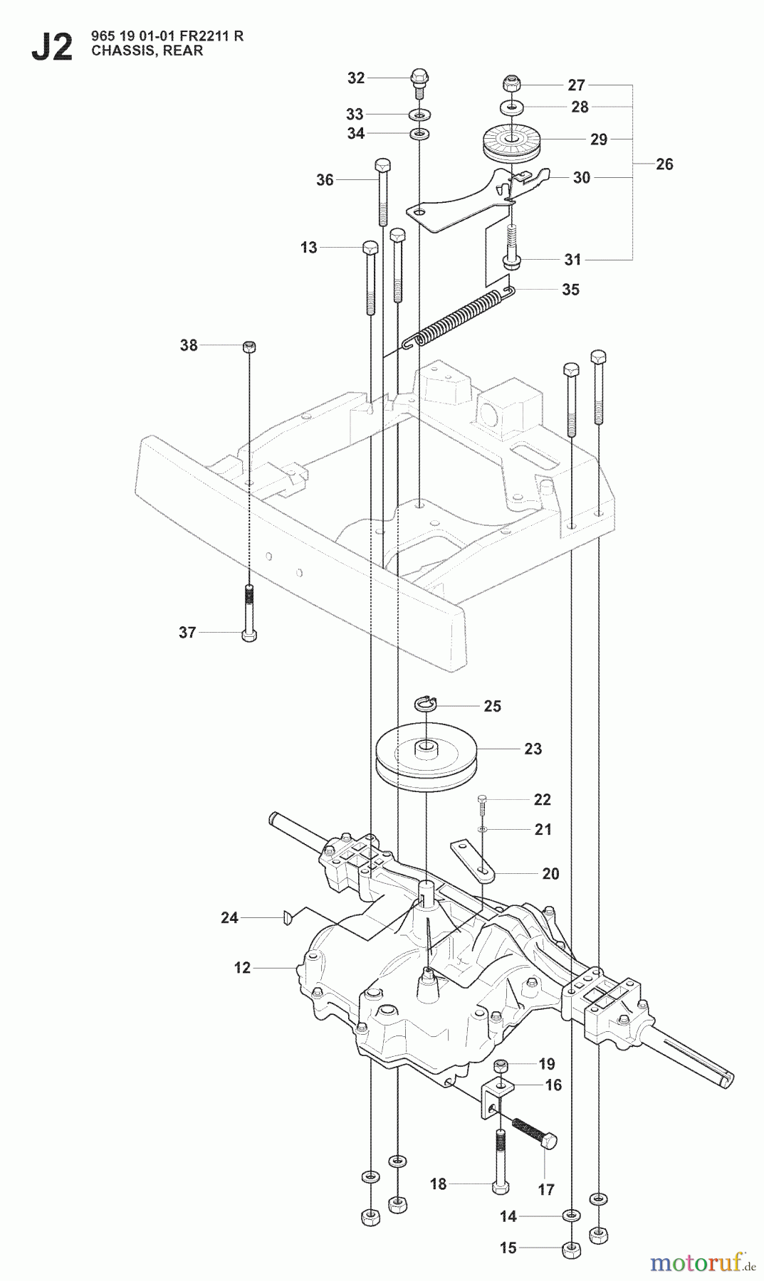  Jonsered Reitermäher FR2211 R (965190101) - Jonsered Rear-Engine Riding Mower (2008-02) CHASSIS / FRAME #3