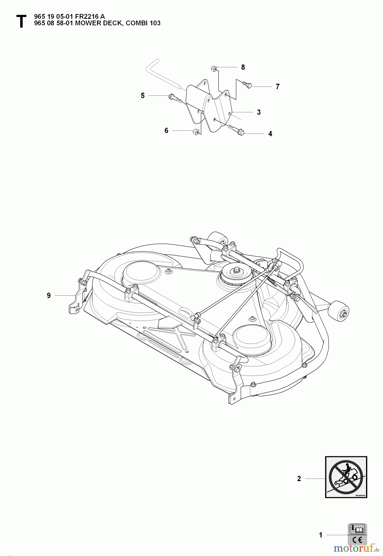  Jonsered Reitermäher FR2216 A (965190501) - Jonsered Rear-Engine Riding Mower (2008-01) 103CM CUTTING DECK #2