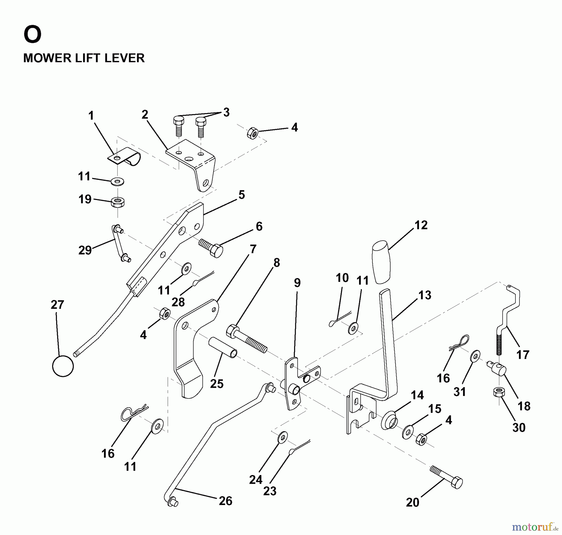  Jonsered Rasen  und Garten Traktoren LR12 (1998-04) - Jonsered Lawn & Garden Tractor (Canada) MOWER LIFT LEVER