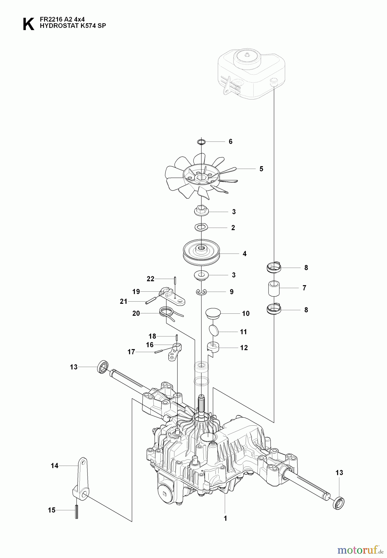 Jonsered Reitermäher FR2216 A2 4X4 (965190701) - Jonsered Rear-Engine Riding Mower (2009-02) HYDRAULIC PUMP- MOTOR
