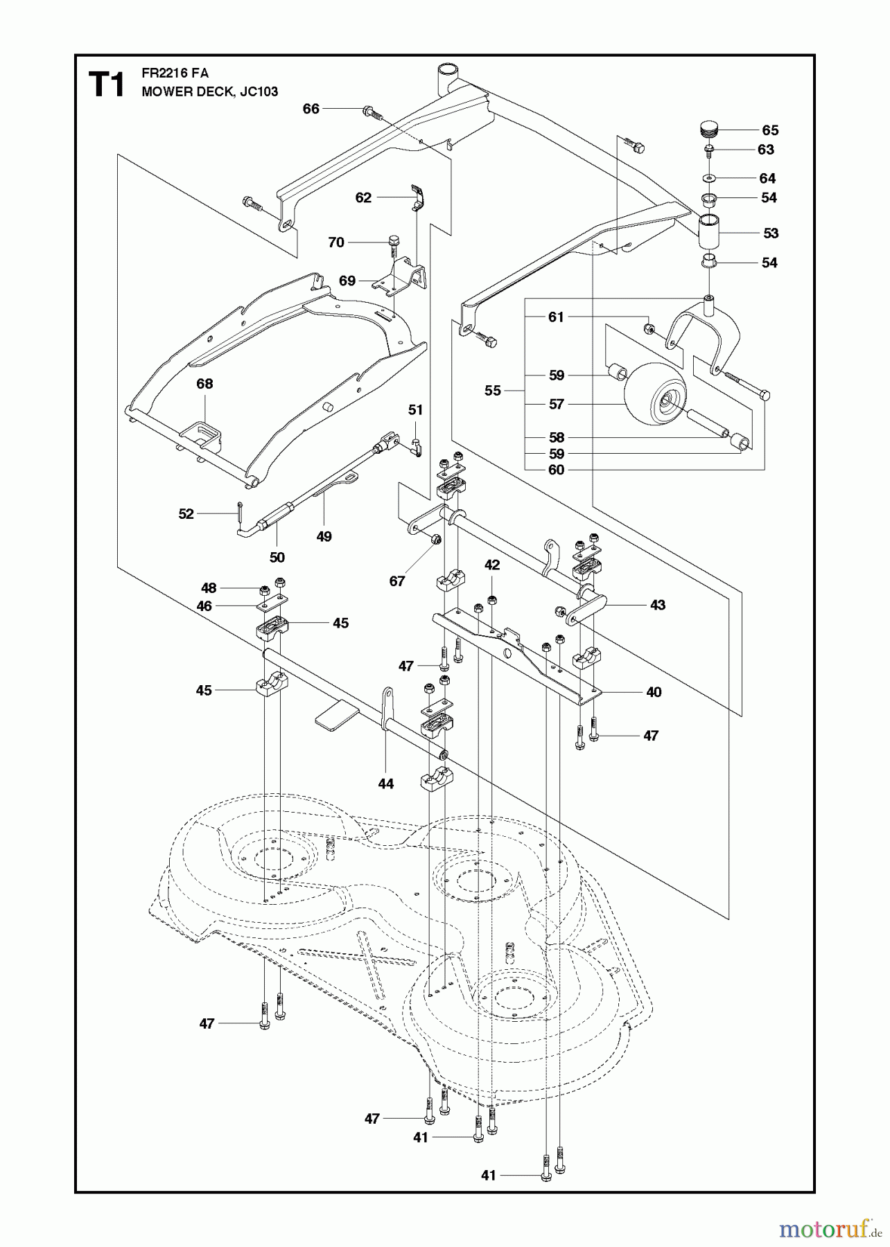  Jonsered Reitermäher FR2216 FA (966773601) - Jonsered Rear-Engine Riding Mower (2012) MOWER DECK / CUTTING DECK #3
