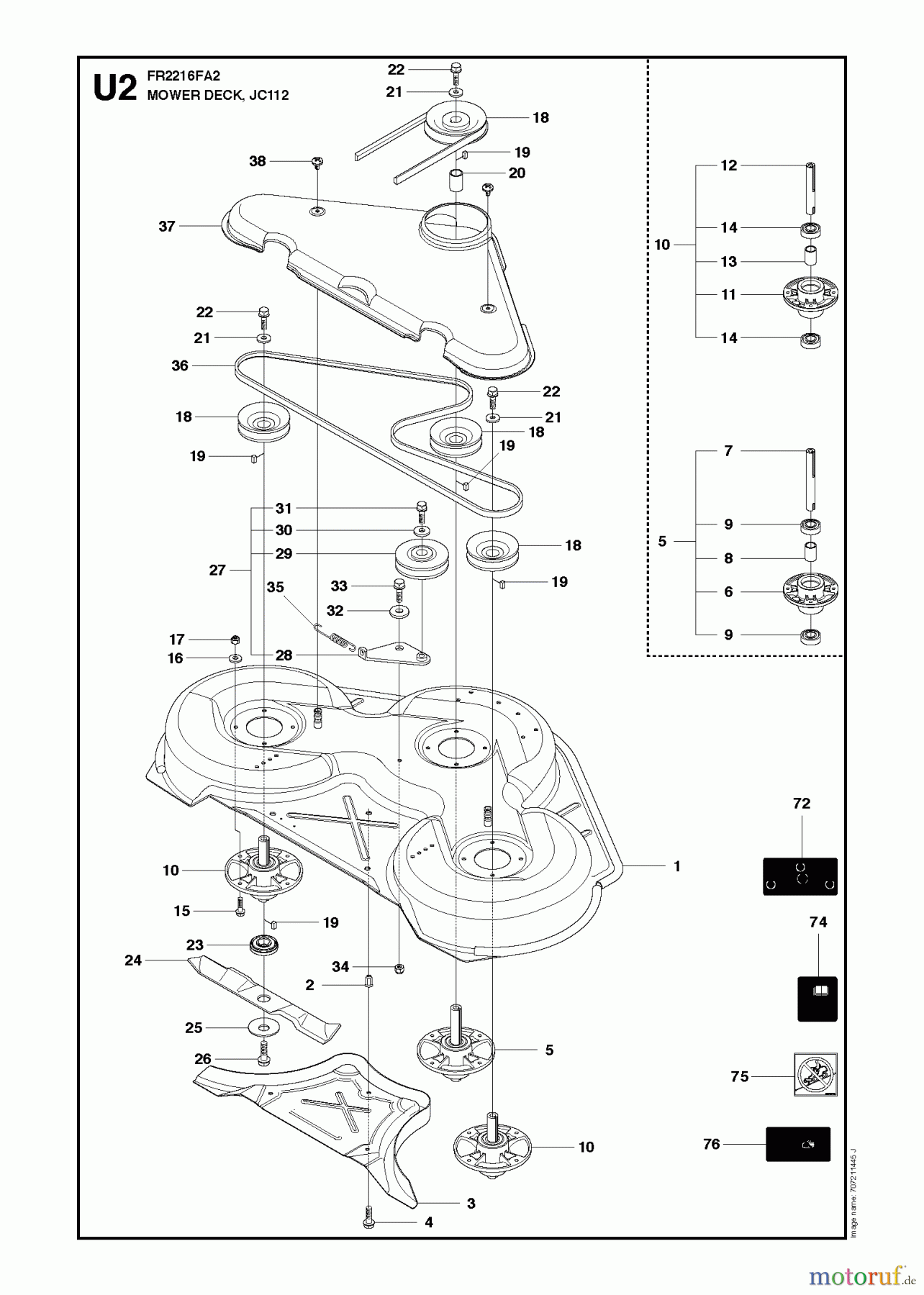  Jonsered Reitermäher FR2216 FA2 (966415101) - Jonsered Rear-Engine Riding Mower (2010-03) 44 /112CM CUTTING DECK #1