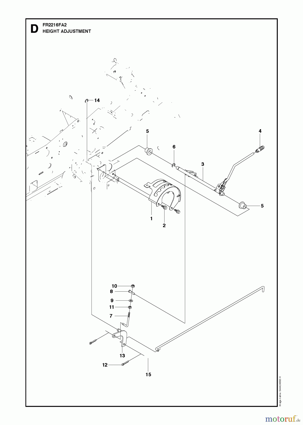  Jonsered Reitermäher FR2216 FA2 (966415101) - Jonsered Rear-Engine Riding Mower (2010-03) HEIGHT ADJUSTMENT