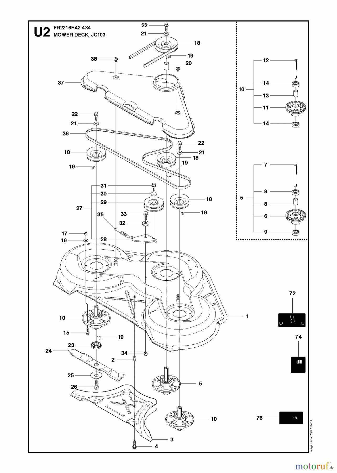  Jonsered Reitermäher FR2216 FA2 4x4 (966415201) - Jonsered Rear-Engine Riding Mower (2010-03) 103CM CUTTING DECK #1
