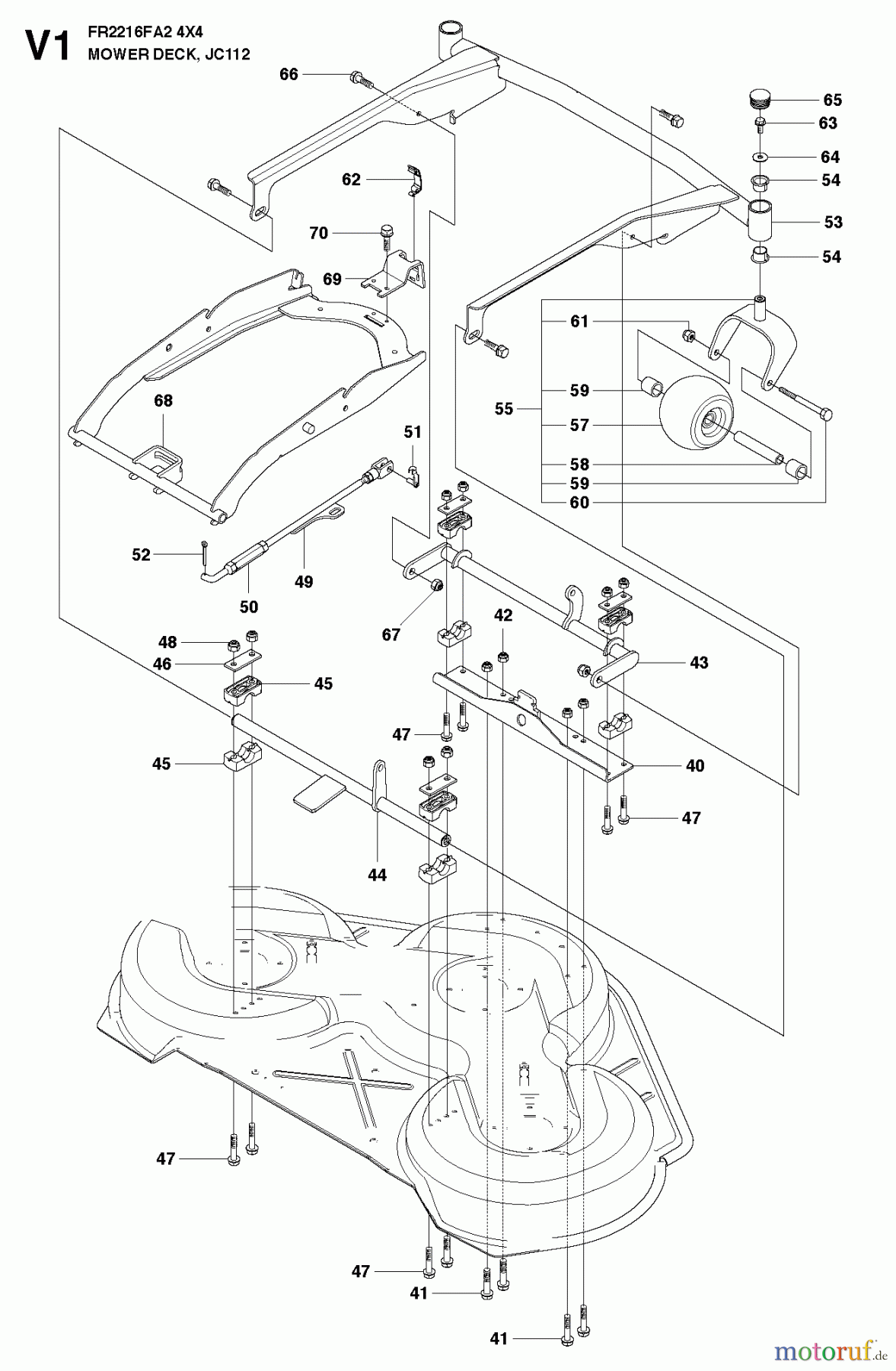  Jonsered Reitermäher FR2216 FA2 4x4 (966415201) - Jonsered Rear-Engine Riding Mower (2010-07) MOWER DECK / CUTTING DECK #4