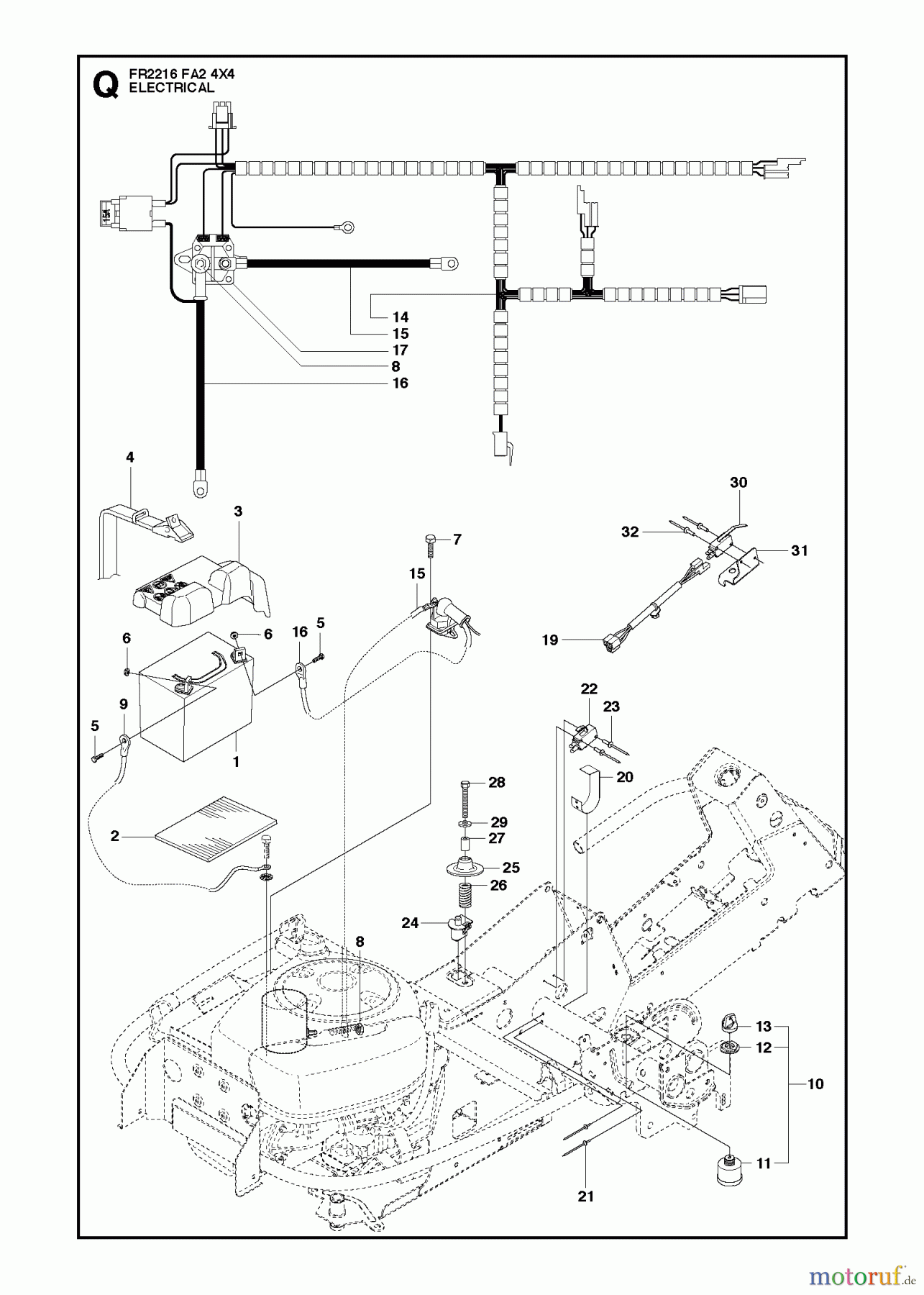  Jonsered Reitermäher FR2216 FA2 4x4 (966773901) - Jonsered Rear-Engine Riding Mower (2012) ELECTRICAL