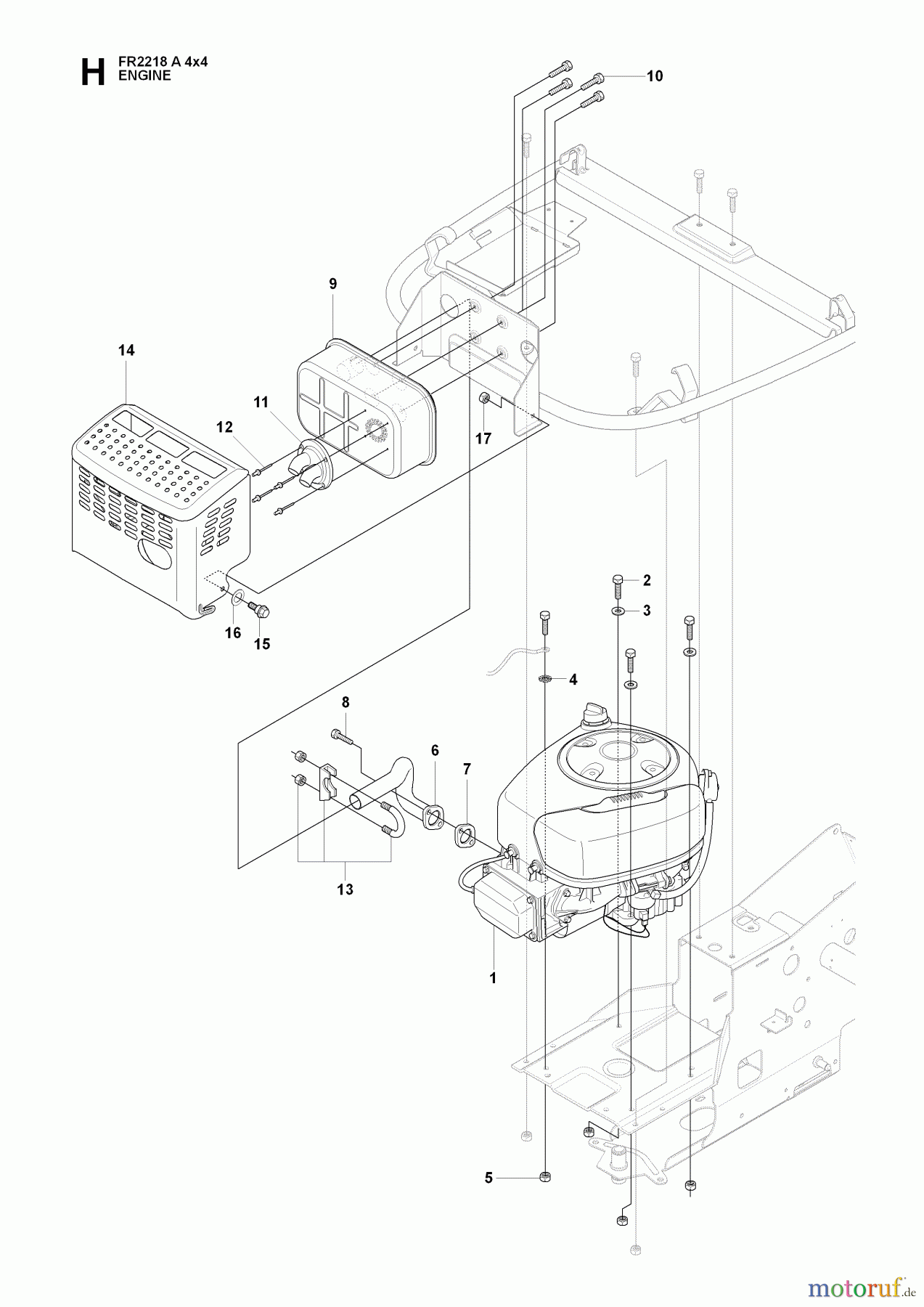  Jonsered Reitermäher FR2218 A 4X4 (966978601) - Jonsered Rear-Engine Riding Mower (2009-02) ENGINE