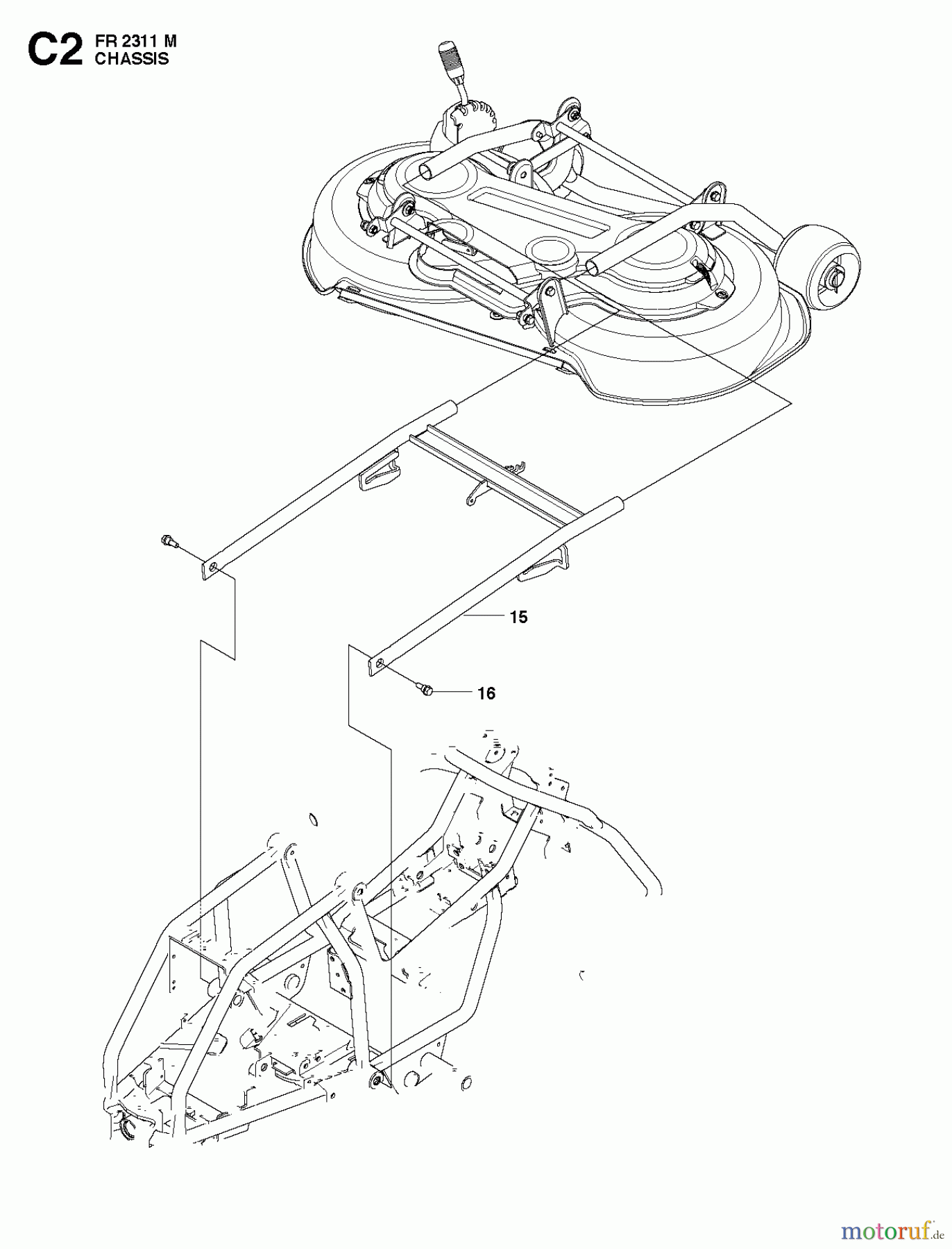 Jonsered Reitermäher FR2311 M (966639785, 966639701) - Jonsered Rear-Engine Riding Mower (2011-02) CHASSIS ENCLOSURES #2