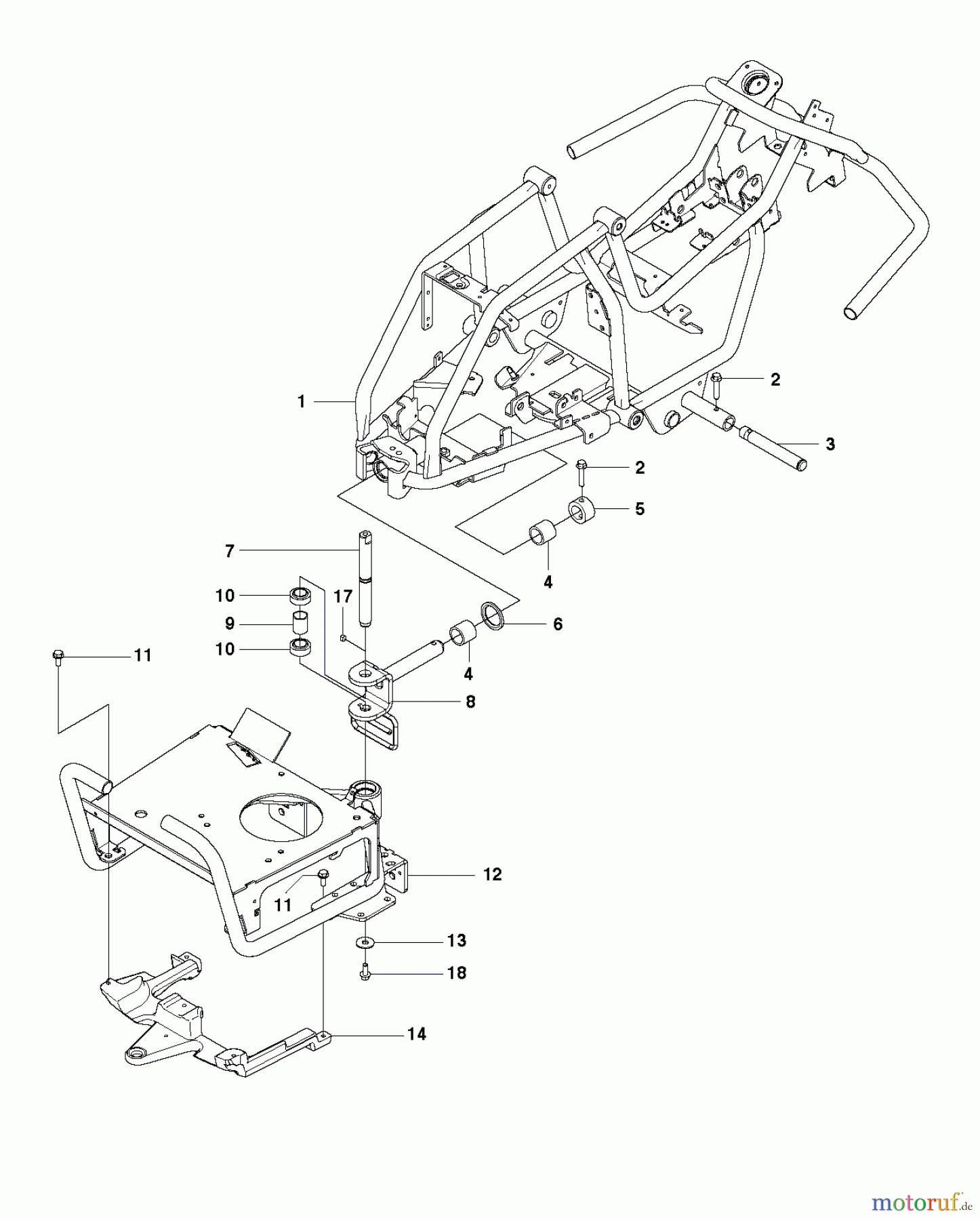  Jonsered Reitermäher FR2312 MA (966639885, 966639801) - Jonsered Rear-Engine Riding Mower (2011-02) CHASSIS ENCLOSURES #1