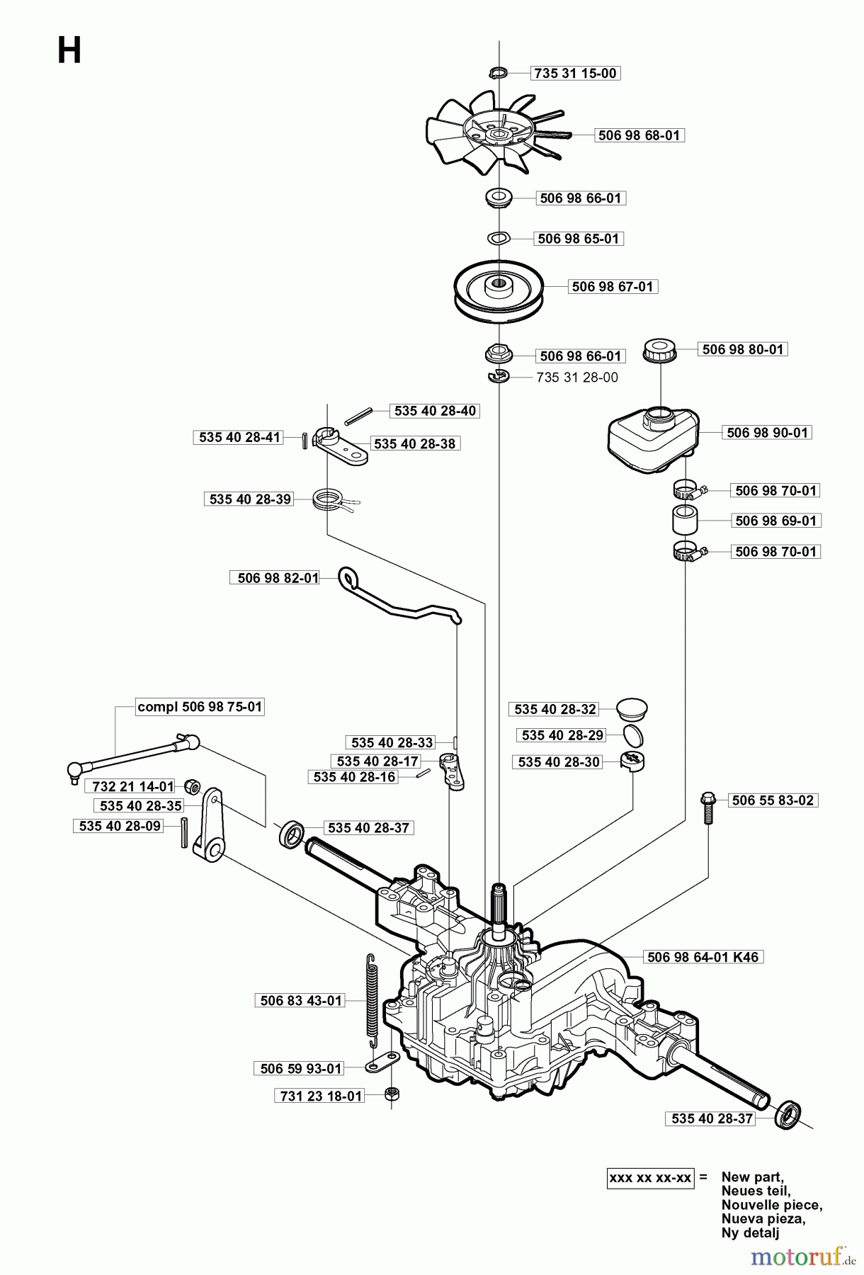  Jonsered Reitermäher FRM13 AUTOMATIC - Jonsered Rear-Engine Riding Mower (2001-01) TRANSMISSION