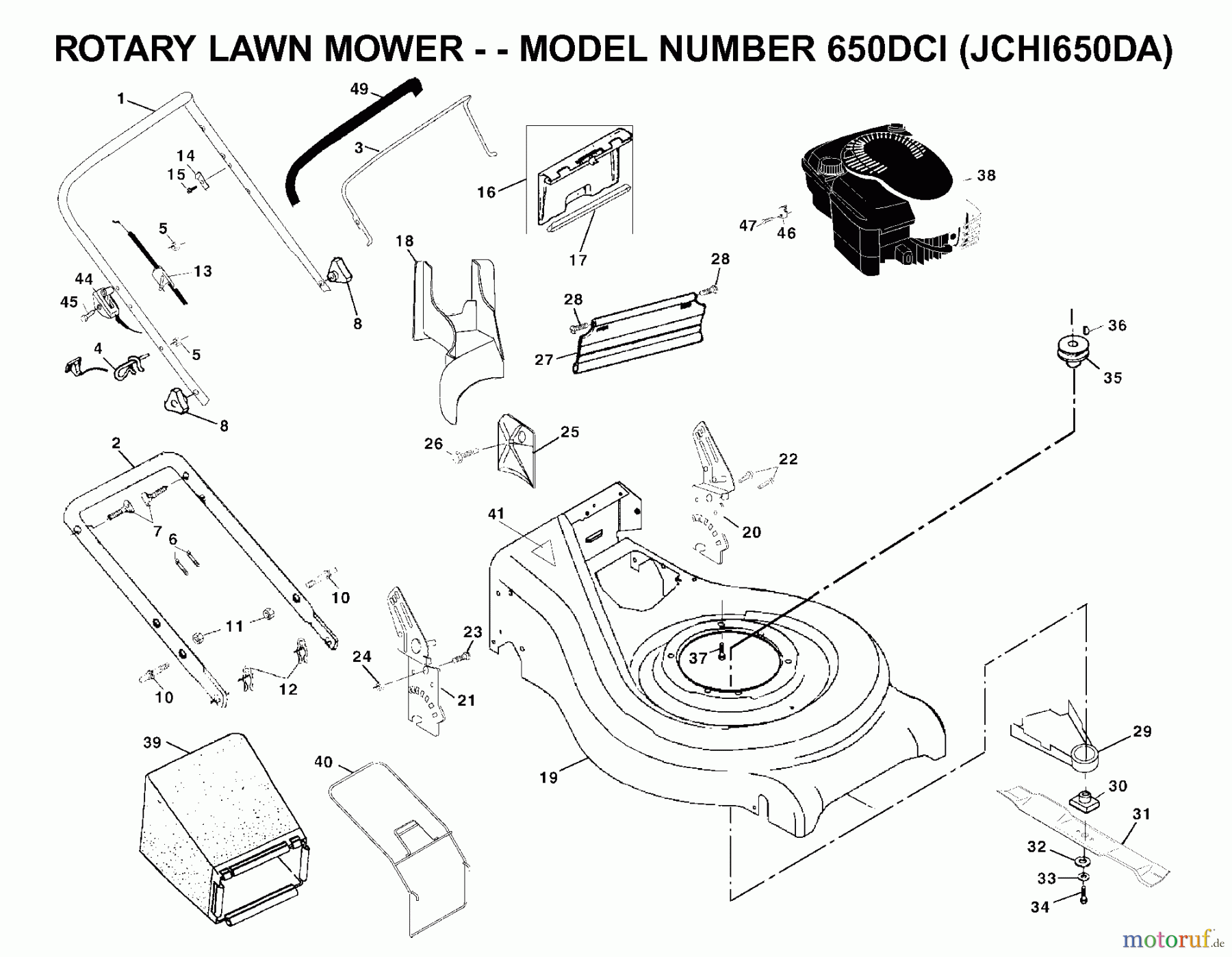  Jonsered Rasenmäher 650DCI (JCHI650DA) - Jonsered Walk-Behind Mower (2001-03) PRODUCT COMPLETE #1