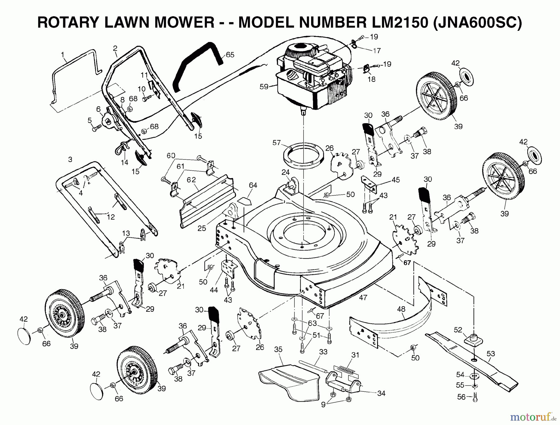  Jonsered Rasenmäher LM2150 (JNA600SC) - Jonsered Walk-Behind Mower (2003-05) PRODUCT COMPLETE