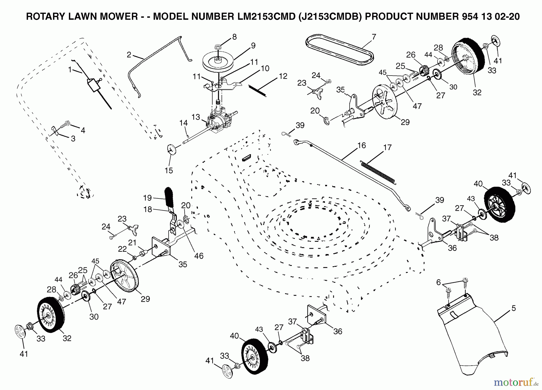  Jonsered Rasenmäher LM2153CMD (J2153CMDB, 954130220) - Jonsered Walk-Behind Mower (2004-01) PRODUCT COMPLETE #1