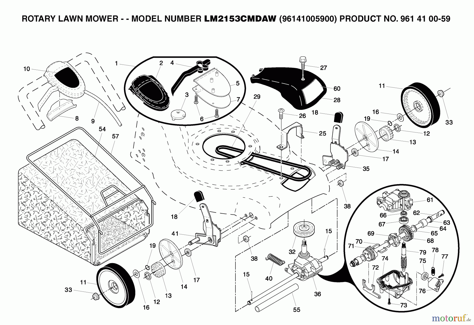 Jonsered Rasenmäher LM2153CMDAW (96141005900) - Jonsered Walk-Behind Mower (2006-01) PRODUCT COMPLETE #2