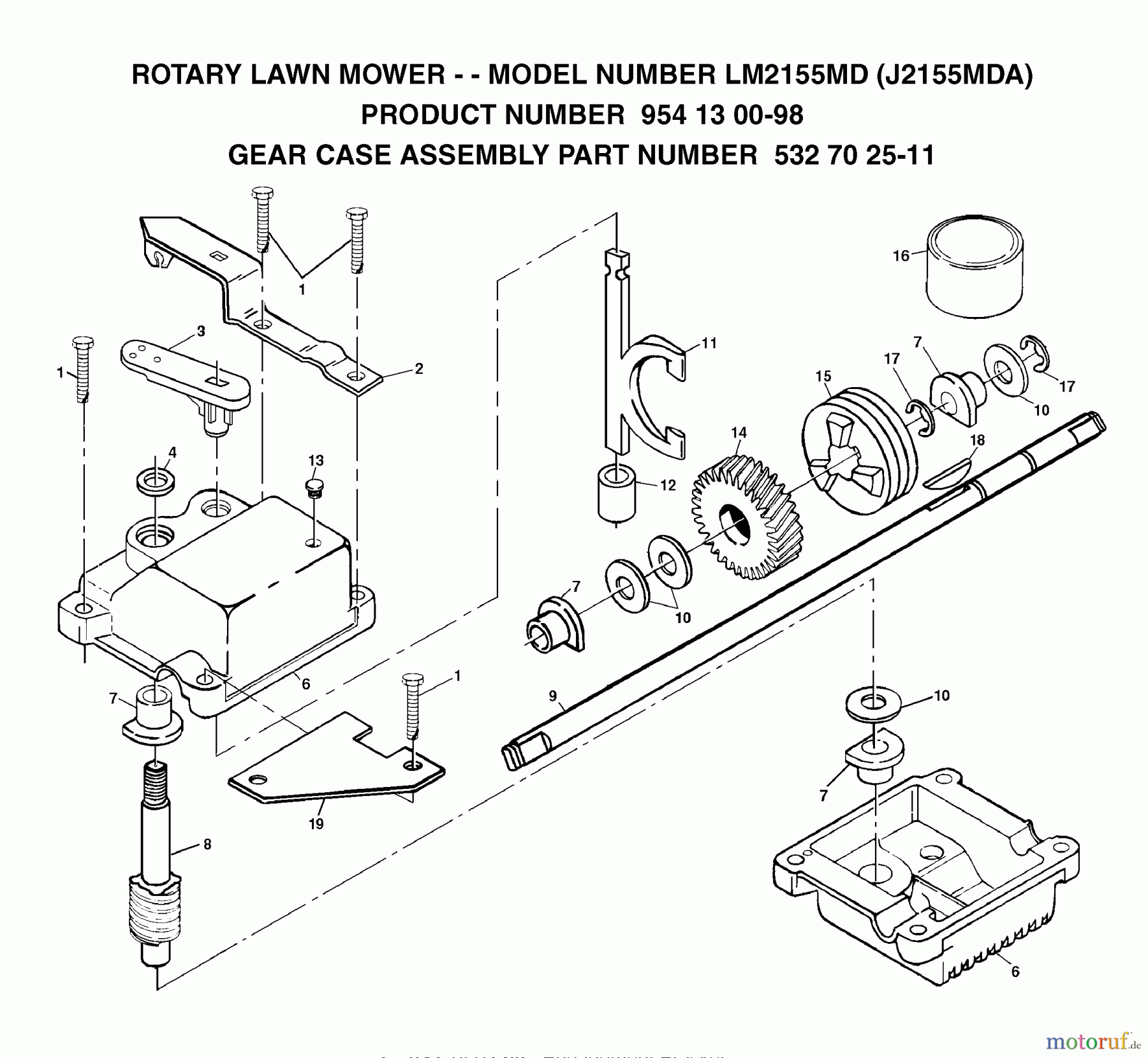  Jonsered Rasenmäher LM2155MD (J2155MDA, 954130098) - Jonsered Walk-Behind Mower (2003-01) GEAR CASE