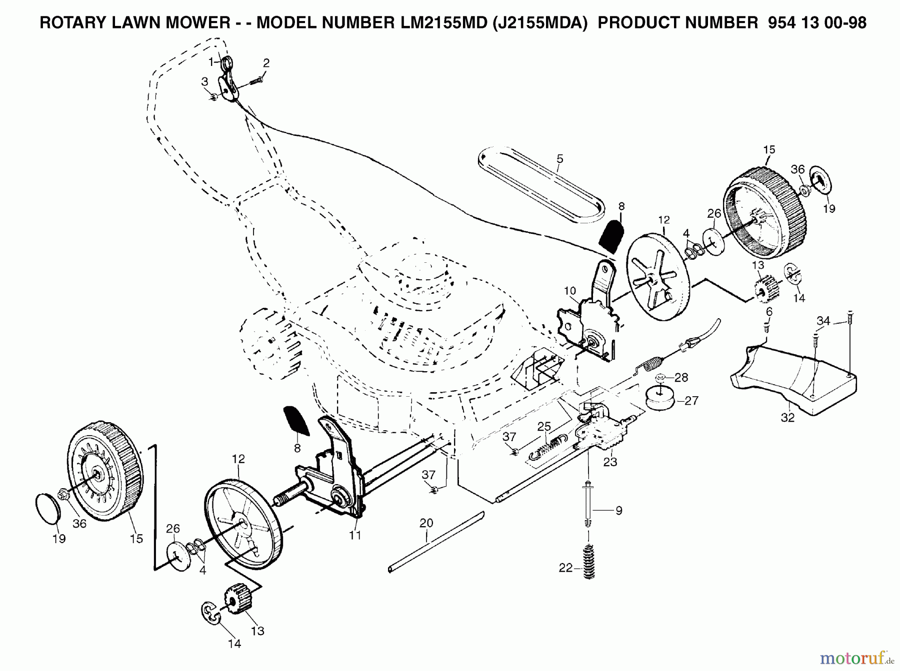  Jonsered Rasenmäher LM2155MD (J2155MDA, 954130098) - Jonsered Walk-Behind Mower (2003-01) PRODUCT COMPLETE #1