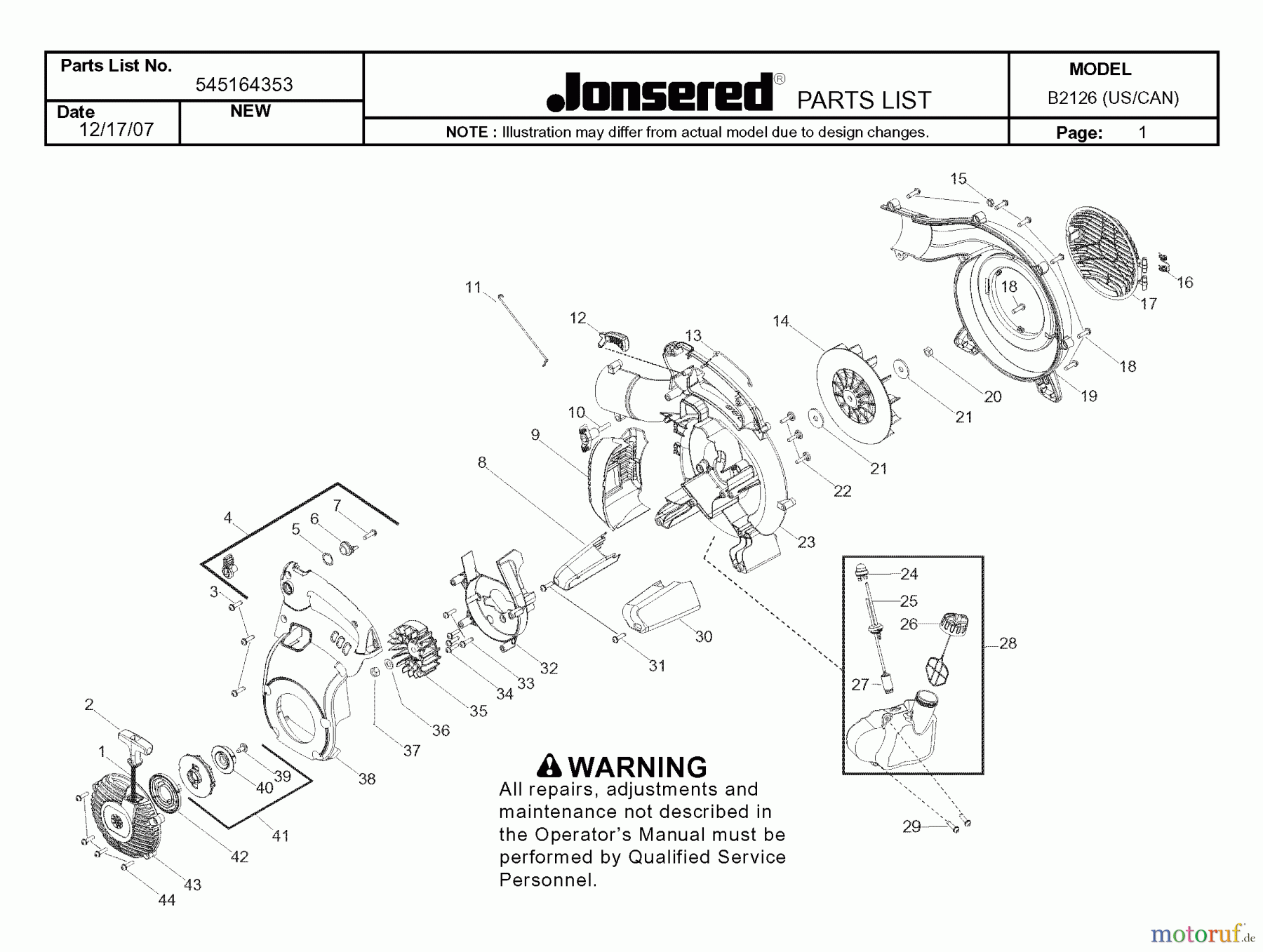  Jonsered Sonstiges B2126 - Jonsered Blower/Vacuum (2008-03) PRODUCT COMPLETE #1