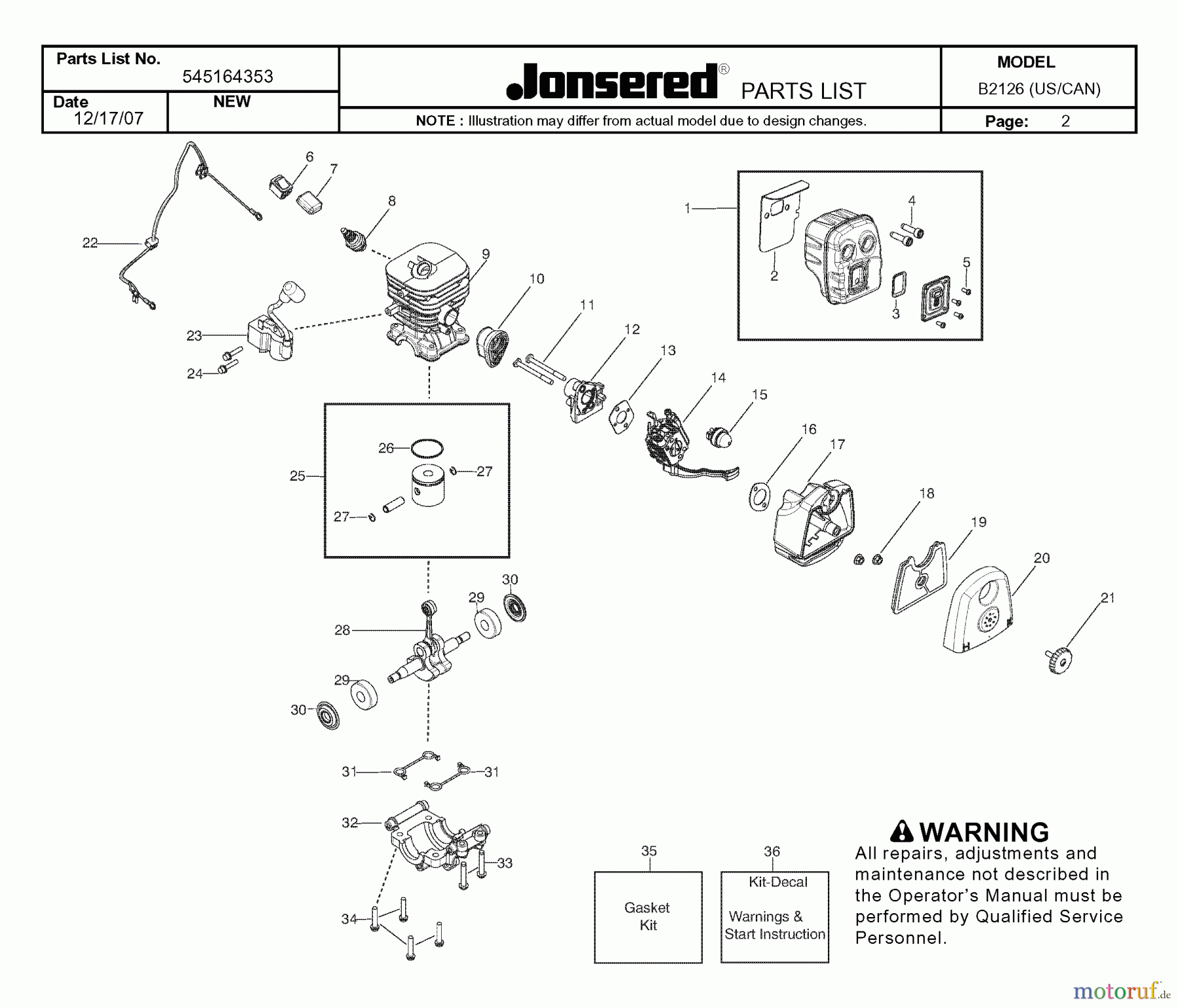  Jonsered Sonstiges B2126 - Jonsered Blower/Vacuum (2008-03) PRODUCT COMPLETE #2