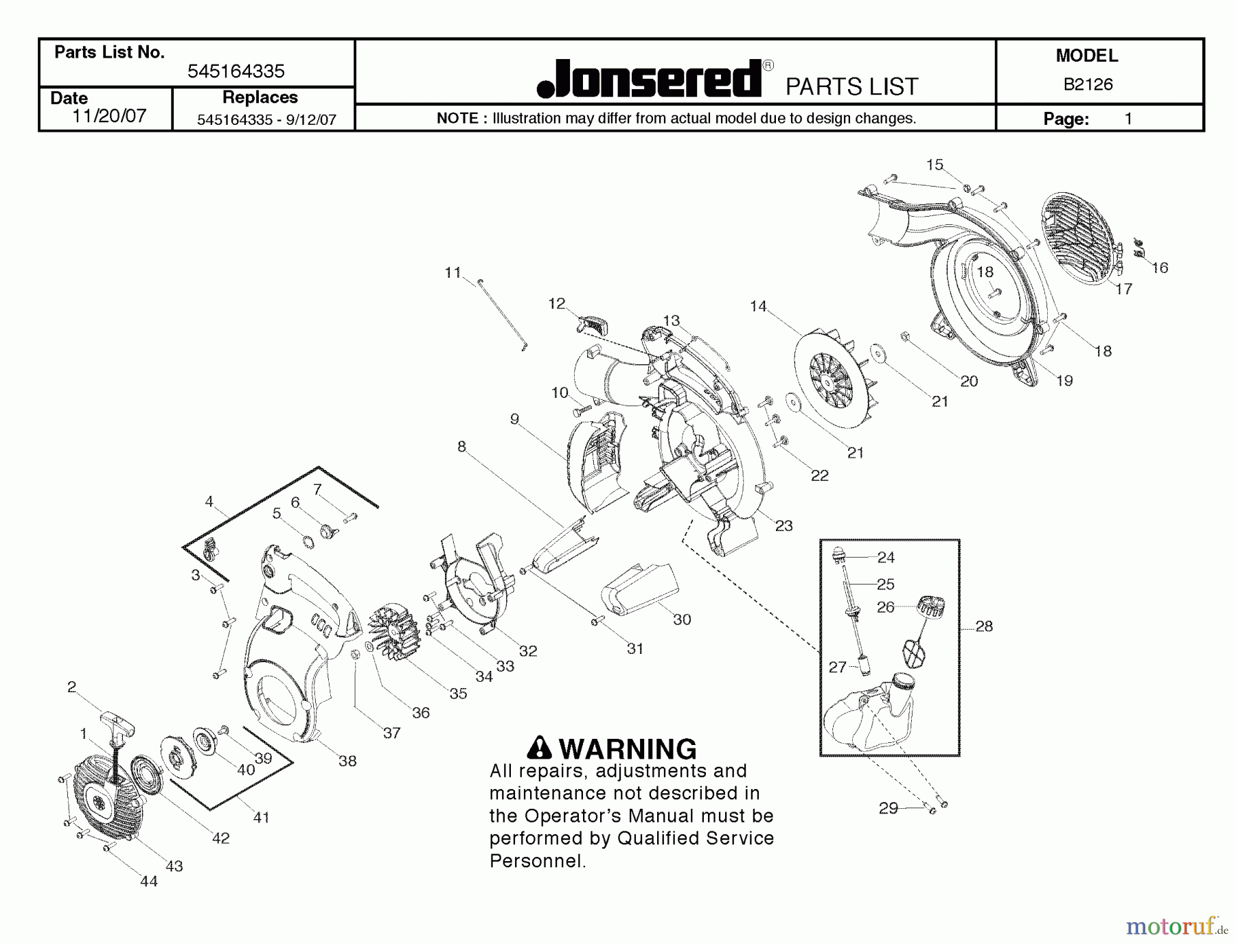 Jonsered Sonstiges B2126 - Jonsered Blower/Vacuum (2008-06) HOUSING
