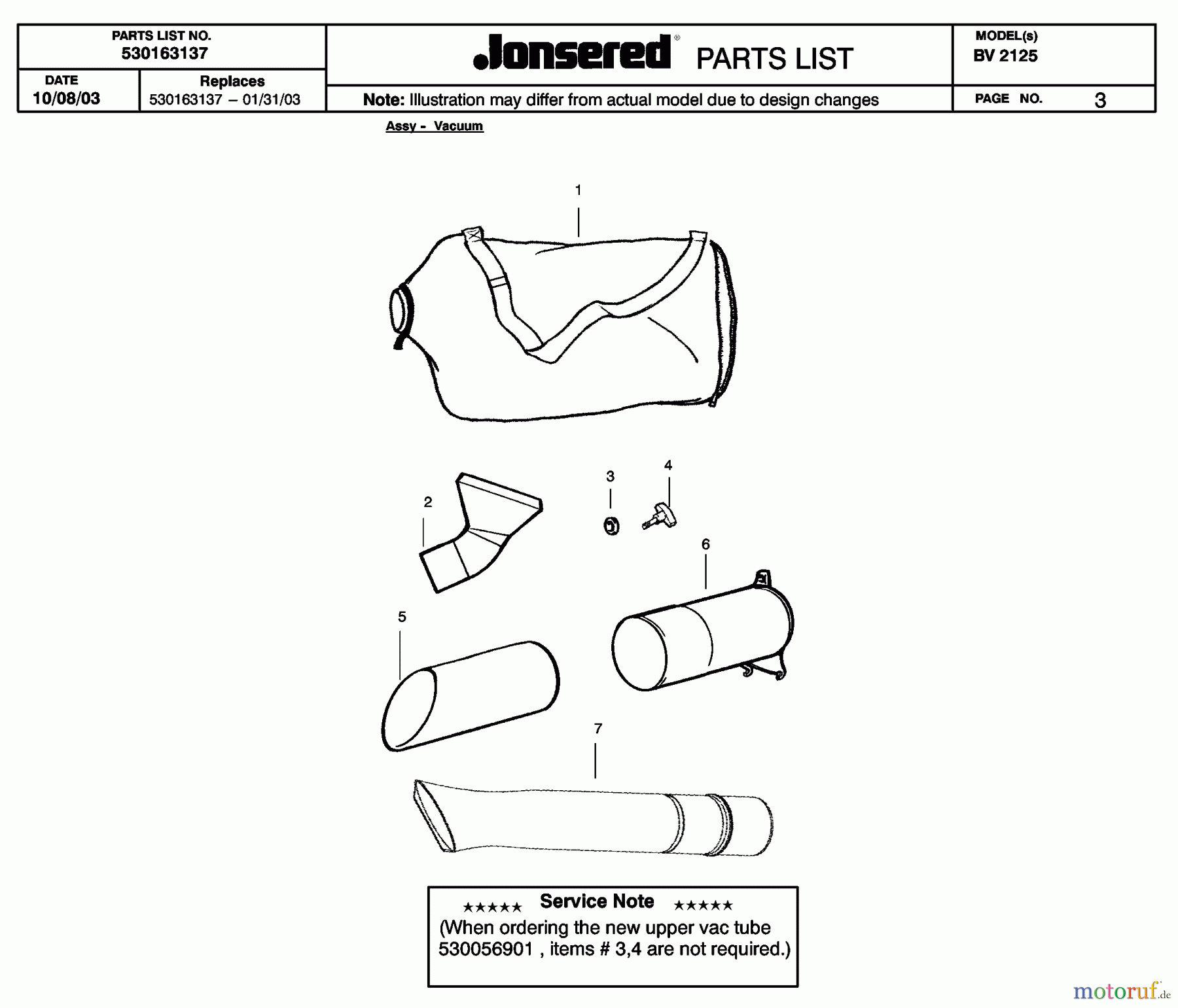  Jonsered Sonstiges BV2125 - Jonsered Blower/Vacuum (2004-01) TUBE