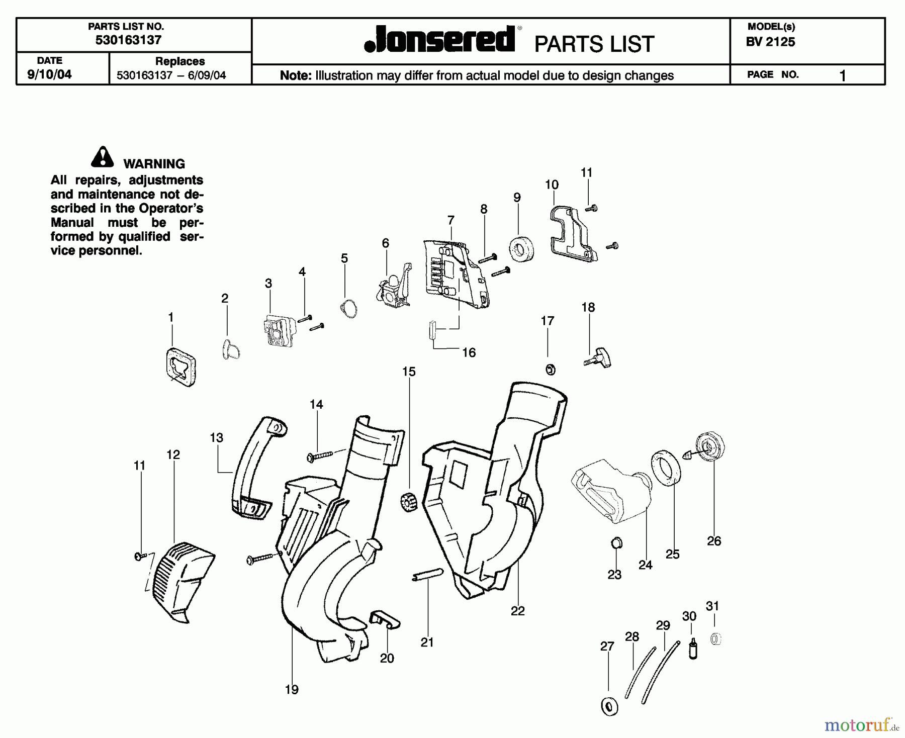  Jonsered Sonstiges BV2125 - Jonsered Blower/Vacuum (2005-02) HOUSING