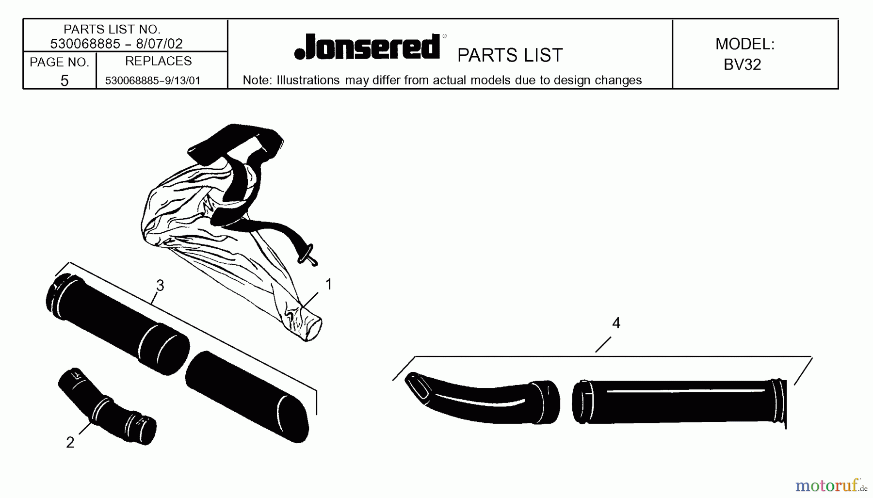  Jonsered Sonstiges BV32 - Jonsered Blower/Vacuum (2002-08) TUBE