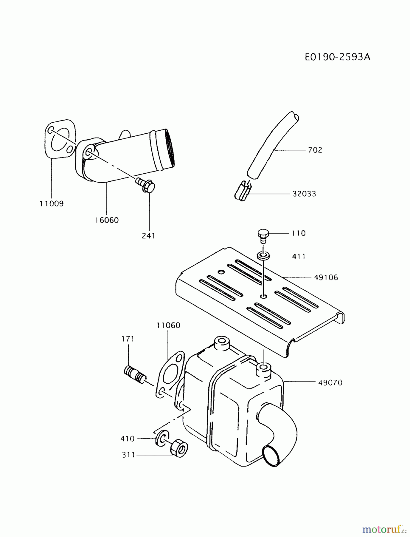  Kawasaki Motoren Motoren, Horizontal FA130D-BS19 - Kawasaki FA130D 4-Stroke Engine AIR-FILTER/MUFFLER