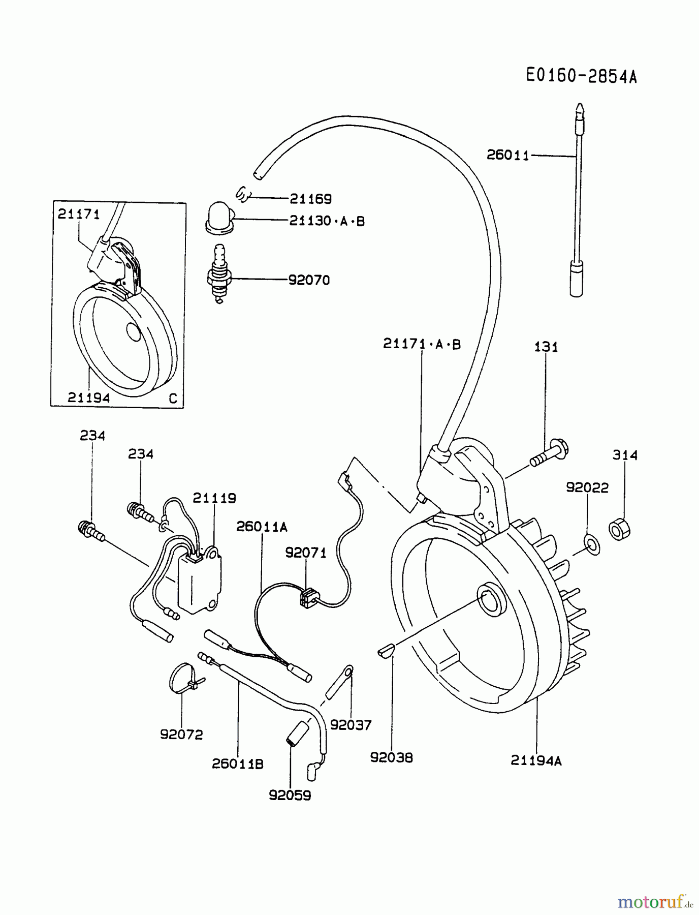  Kawasaki Motoren Motoren, Horizontal FA130D-BS20 - Kawasaki FA130D 4-Stroke Engine ELECTRIC-EQUIPMENT