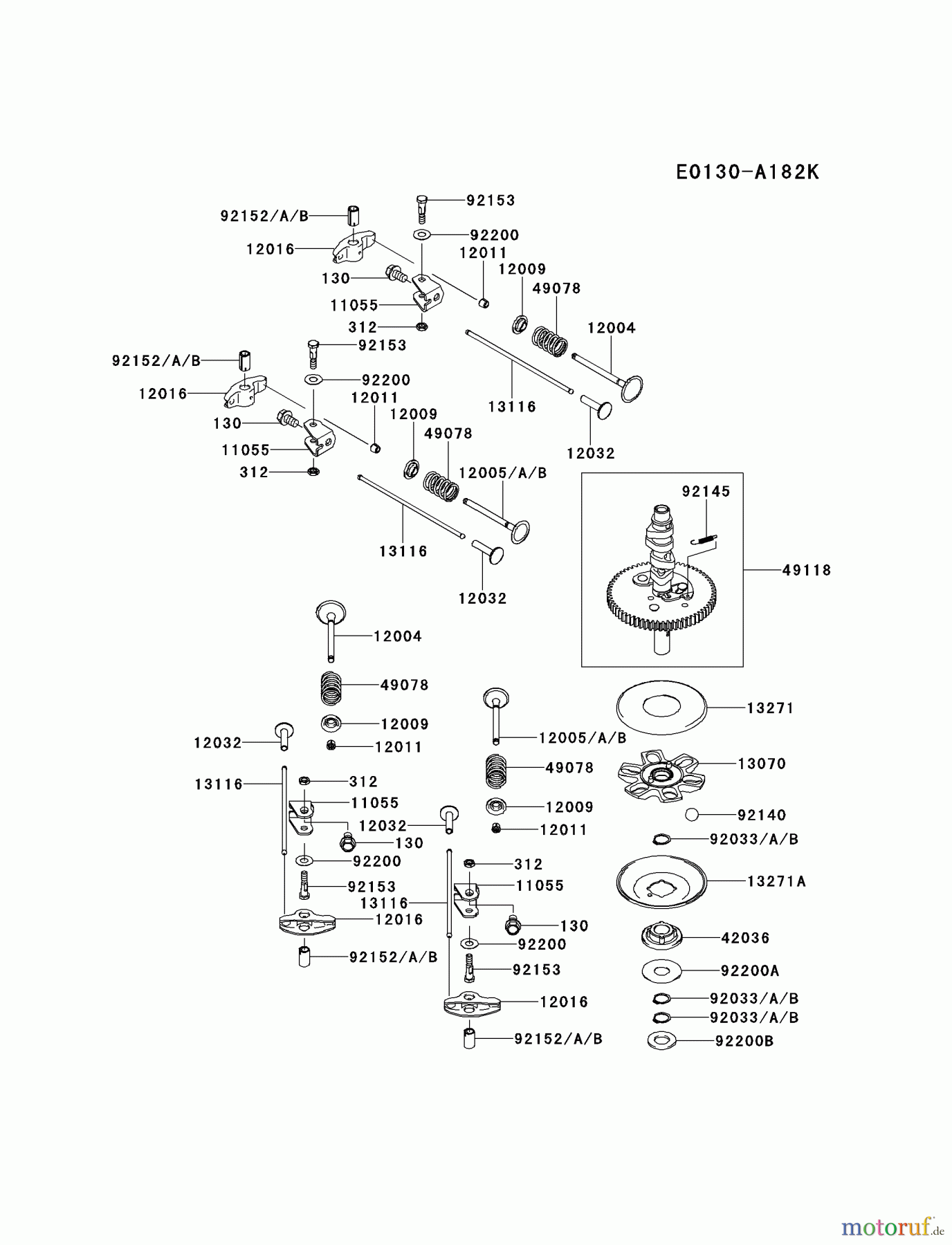 Kawasaki Motoren Motoren Vertikal FH641V - DS25 bis FS481V - BS13 FS481V-AS52 - Kawasaki FS481V 4-Stroke Engine VALVE/CAMSHAFT