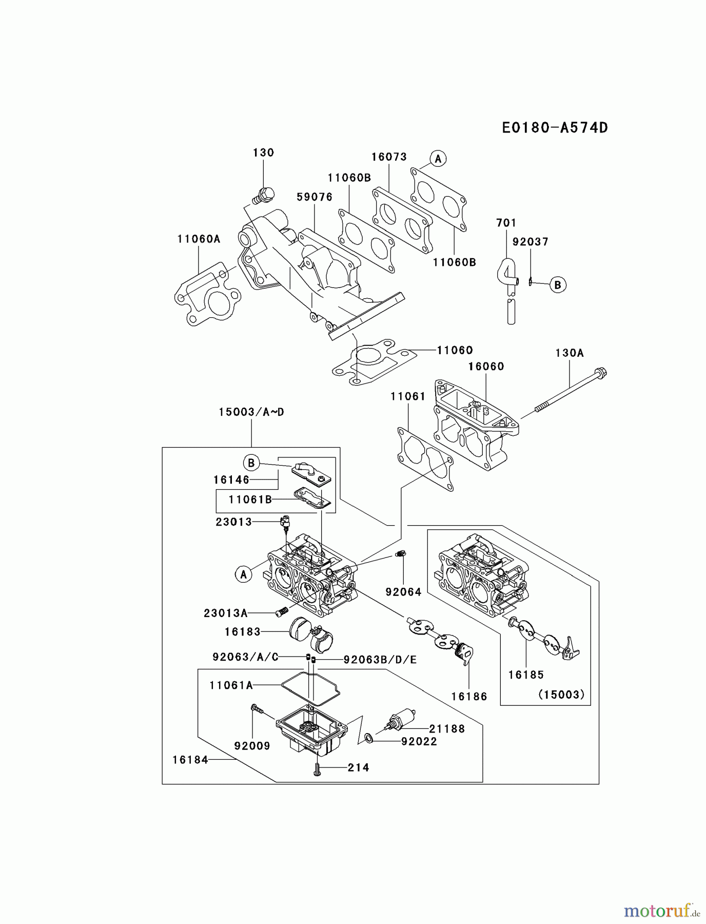 Kawasaki Motoren Motoren, Horizontal FD750D-CS06 - Kawasaki FD750D 4-Stroke Engine CARBURETOR #2