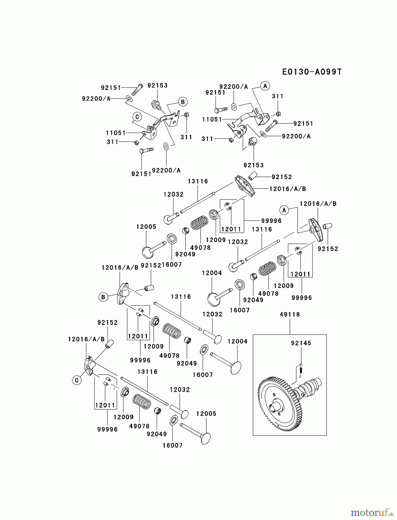 Kawasaki Motoren Motoren, Horizontal FD750D-AS06 - Kawasaki FD750D 4-Stroke Engine VALVE/CAMSHAFT