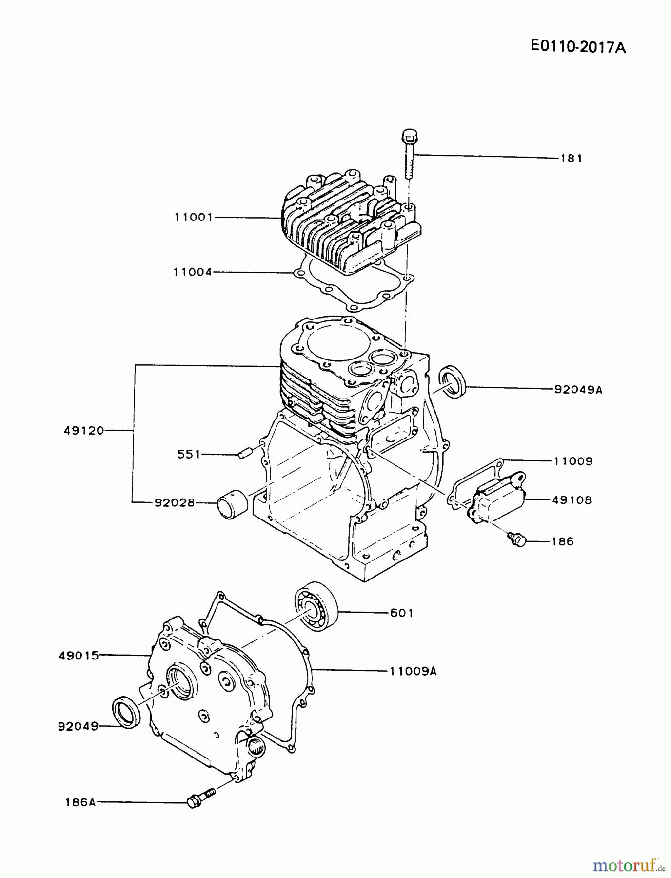  Kawasaki Motoren Motoren, Horizontal FA210D-AS21 - Kawasaki FA210D 4-Stroke Engine CYLINDER/CRANKCASE