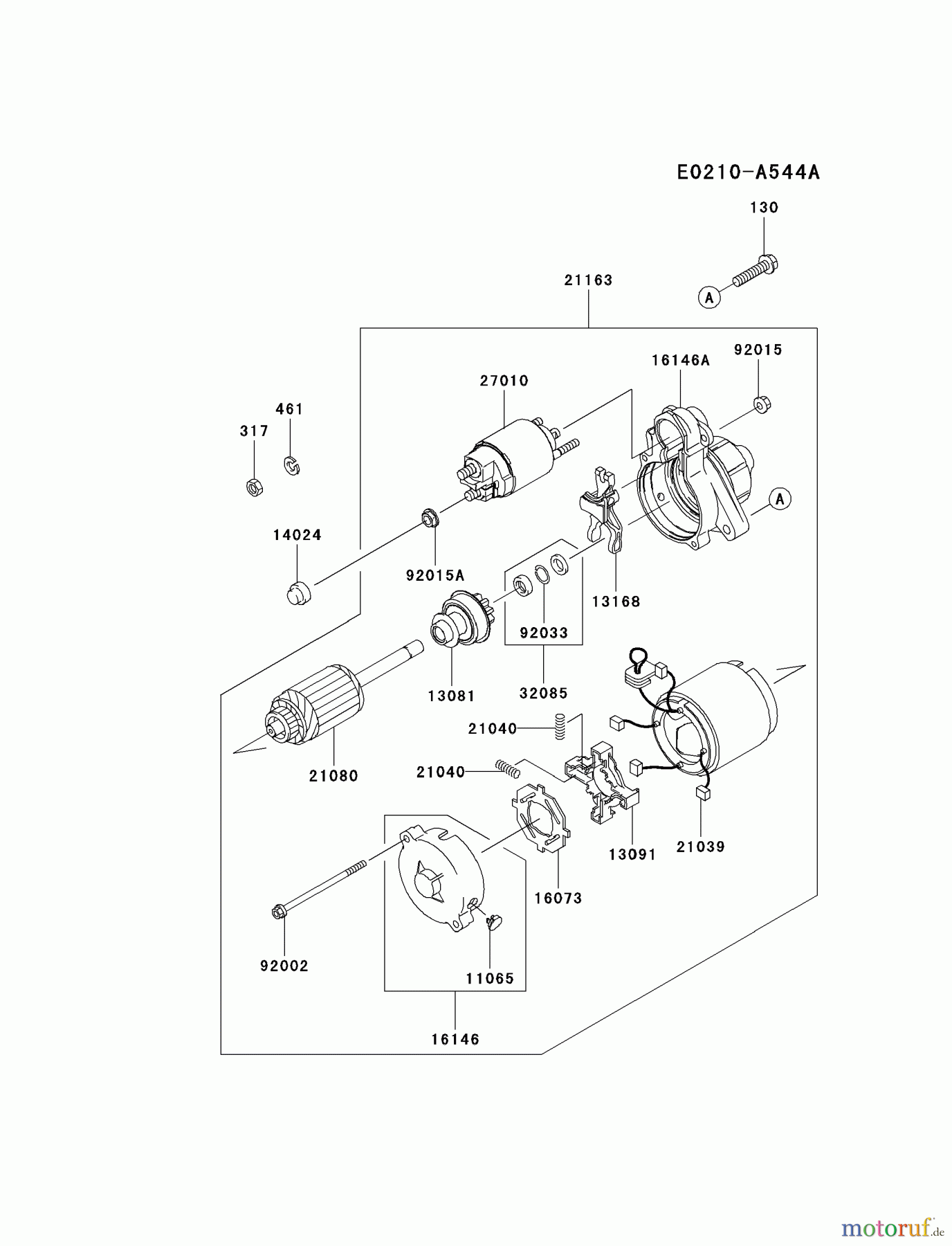  Kawasaki Motoren Motoren, Horizontal FD750D-FS08 - Kawasaki FD750D 4-Stroke Engine STARTER