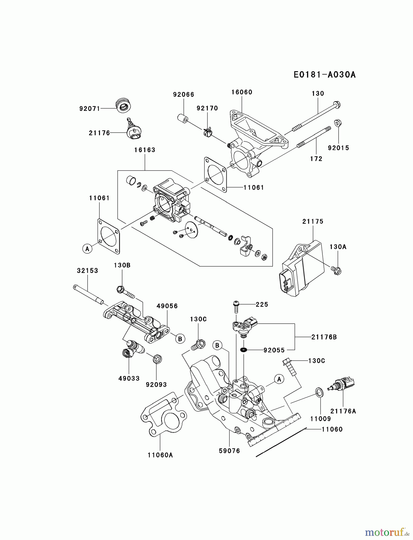  Kawasaki Motoren Motoren, Horizontal FD851D-AS00 - Kawasaki FD851D 4-Stroke Engine THROTTLE-EQUIPMENT