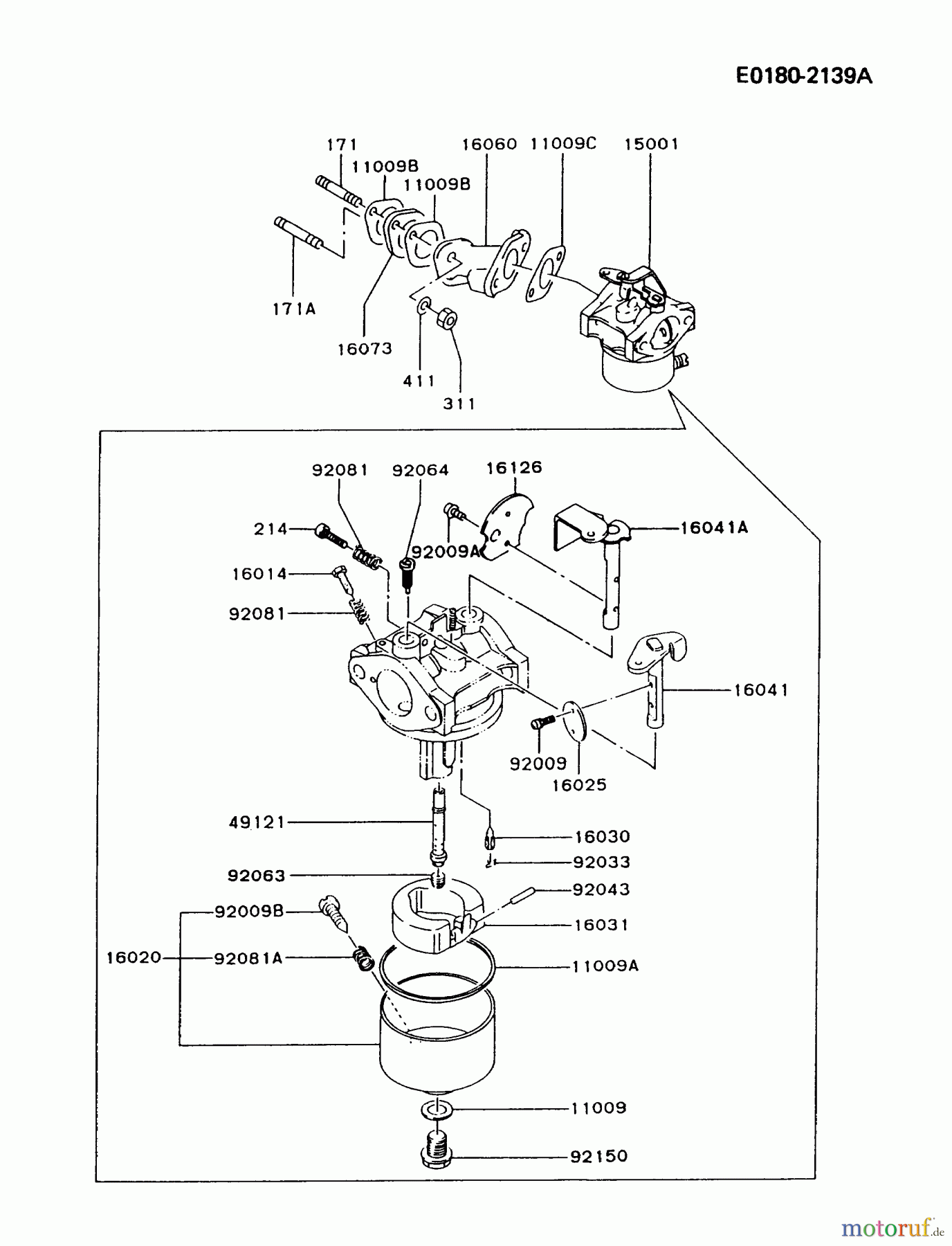  Kawasaki Motoren Motoren, Horizontal FA210D-AS23 - Kawasaki FA210D 4-Stroke Engine CARBURETOR