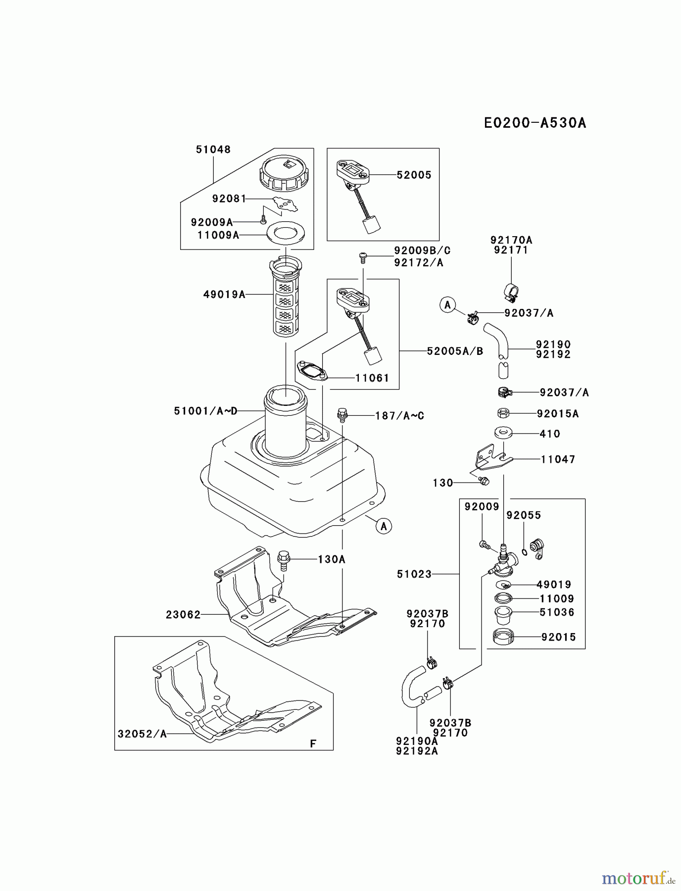  Kawasaki Motoren Motoren, Horizontal FE120D-GS02 - Kawasaki FE120D 4-Stroke Engine FUEL-TANK/FUEL-VALVE #2