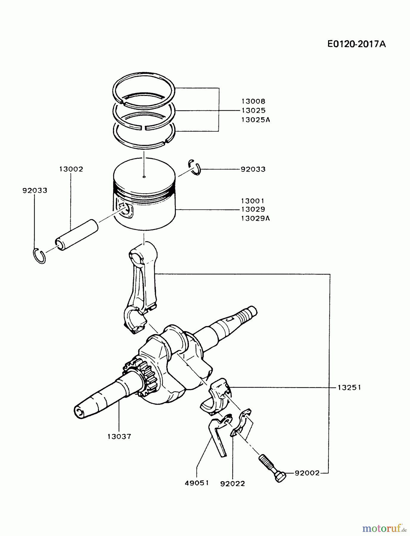  Kawasaki Motoren Motoren, Horizontal FA210D-AS22 - Kawasaki FA210D 4-Stroke Engine PISTON/CRANKSHAFT