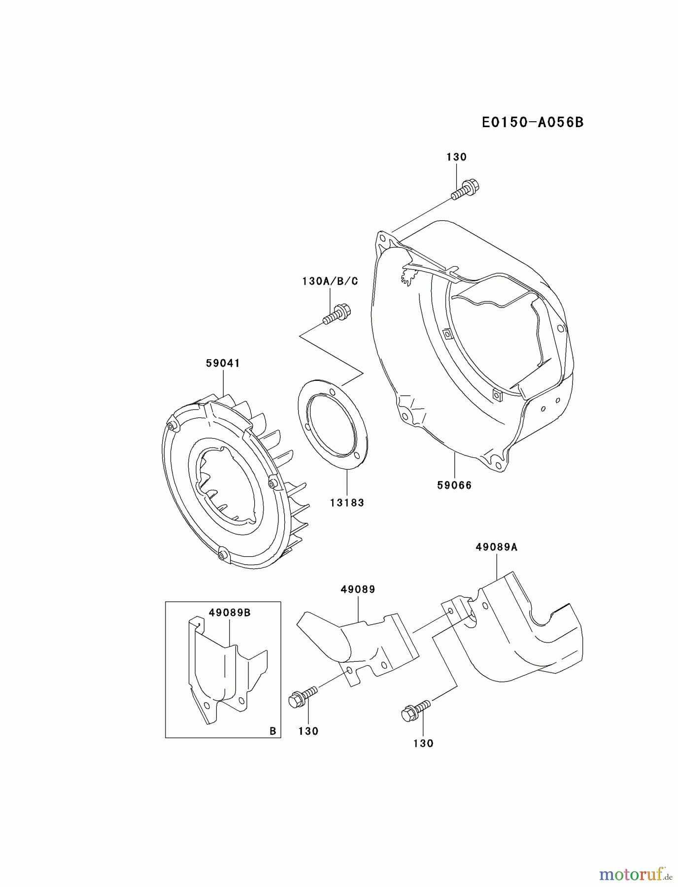 Kawasaki Motoren Motoren, Horizontal FE170D-BS01 - Kawasaki FE170D 4-Stroke Engine COOLING-EQUIPMENT