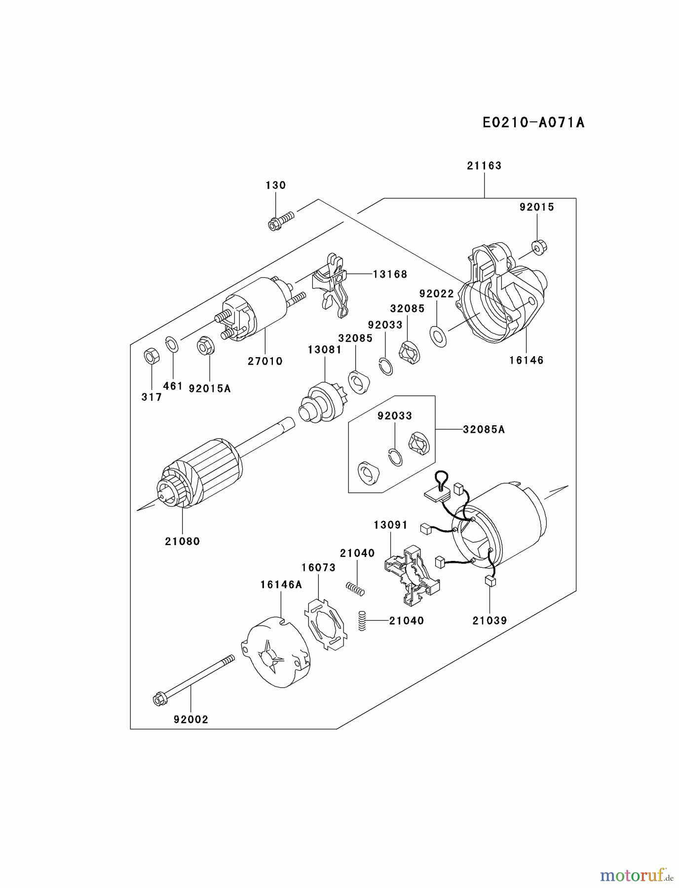 Kawasaki Motoren Motoren, Horizontal FE290D-AS12 - Kawasaki FE290D 4-Stroke Engine STARTER