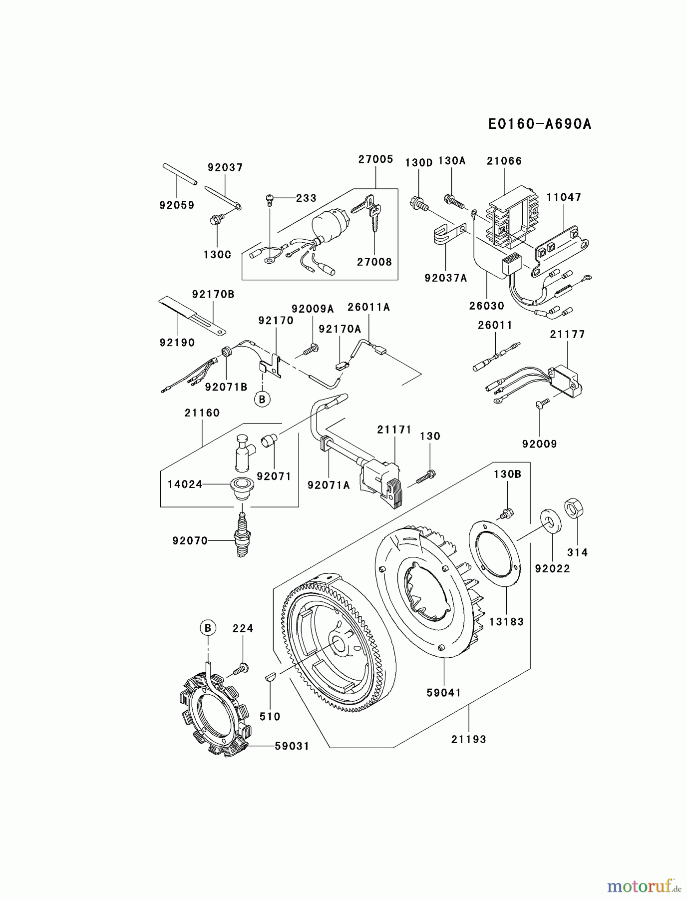  Kawasaki Motoren Motoren, Horizontal FE290D-AS23 - Kawasaki FE290D 4-Stroke Engine ELECTRIC-EQUIPMENT