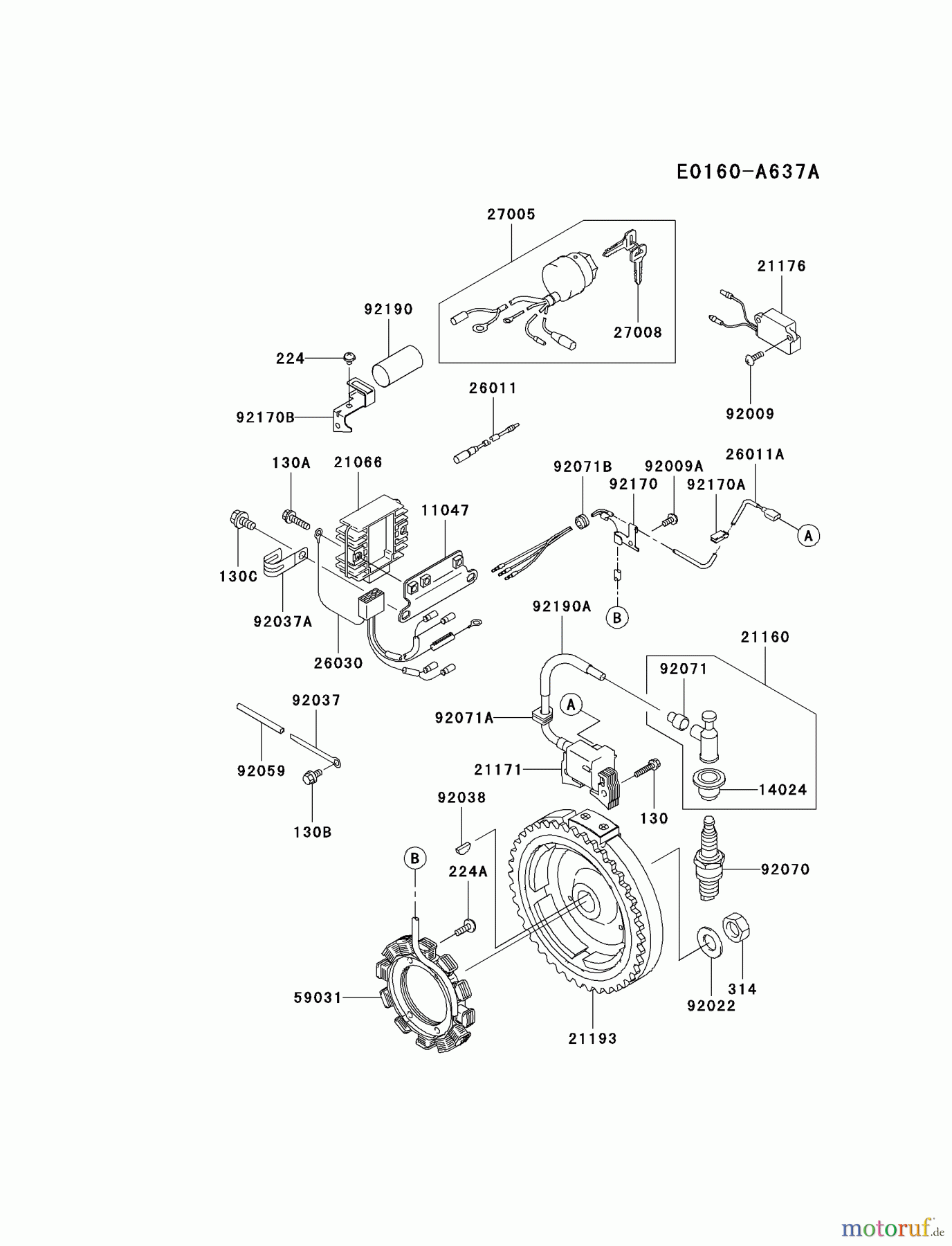  Kawasaki Motoren Motoren, Horizontal FE350D-AS15 - Kawasaki FE350D 4-Stroke Engine ELECTRIC-EQUIPMENT