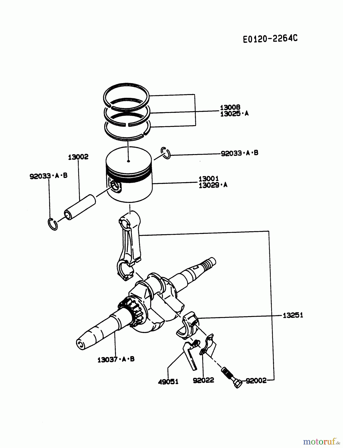  Kawasaki Motoren Motoren, Horizontal FA210D-JS01 - Kawasaki FA210D 4-Stroke Engine PISTON/CRANKSHAFT