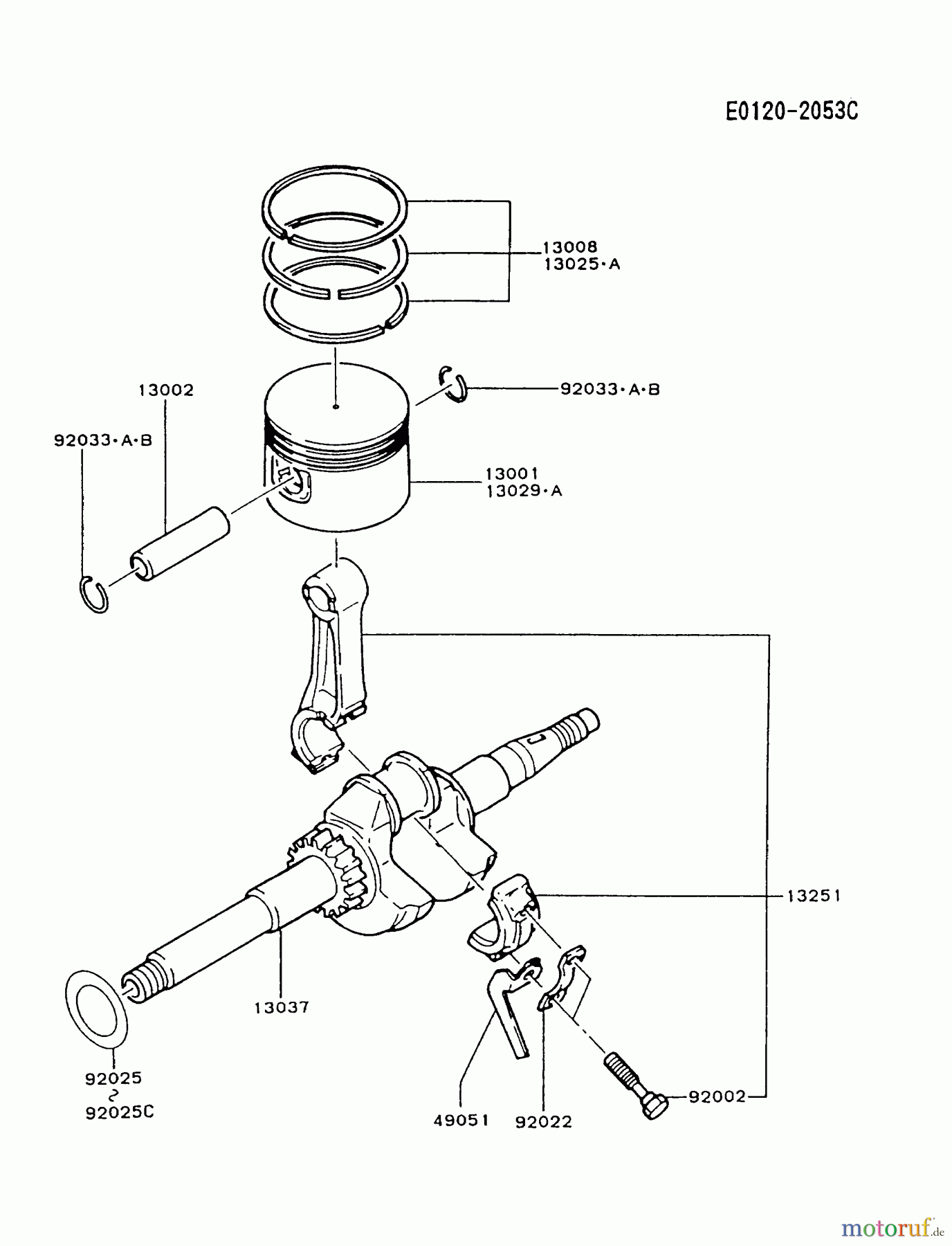  Kawasaki Motoren Motoren, Horizontal FA210D-JS07 - Kawasaki FA210D 4-Stroke Engine PISTON/CRANKSHAFT